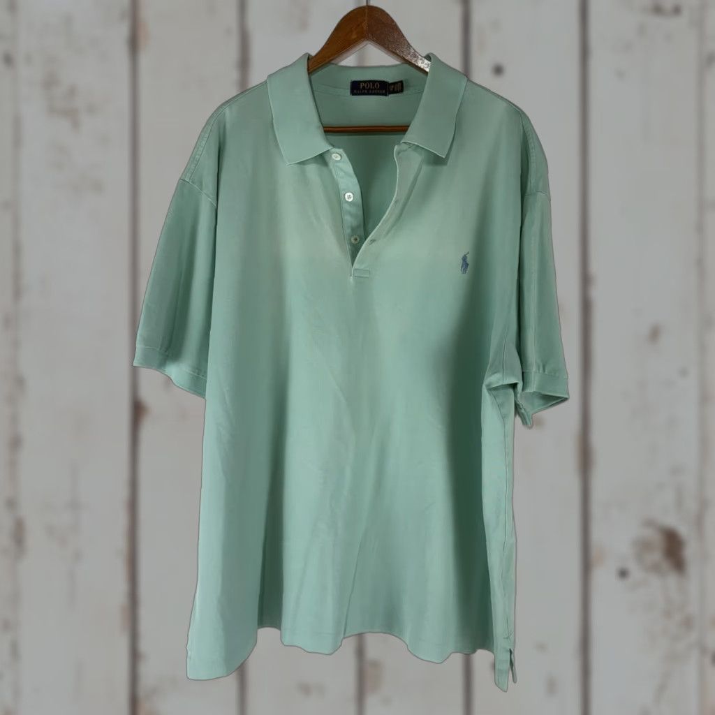 Polo Ralph Lauren Polo Ralph Lauren Polo Shirt Mint Green 2XB Big & Tall Men’s Short Sleeve 29in Cotton Spandex Logo Embroidered Patch Breathable Knit Button Collared Size US XXL / EU 58 / 5 - 1 Thumbnail