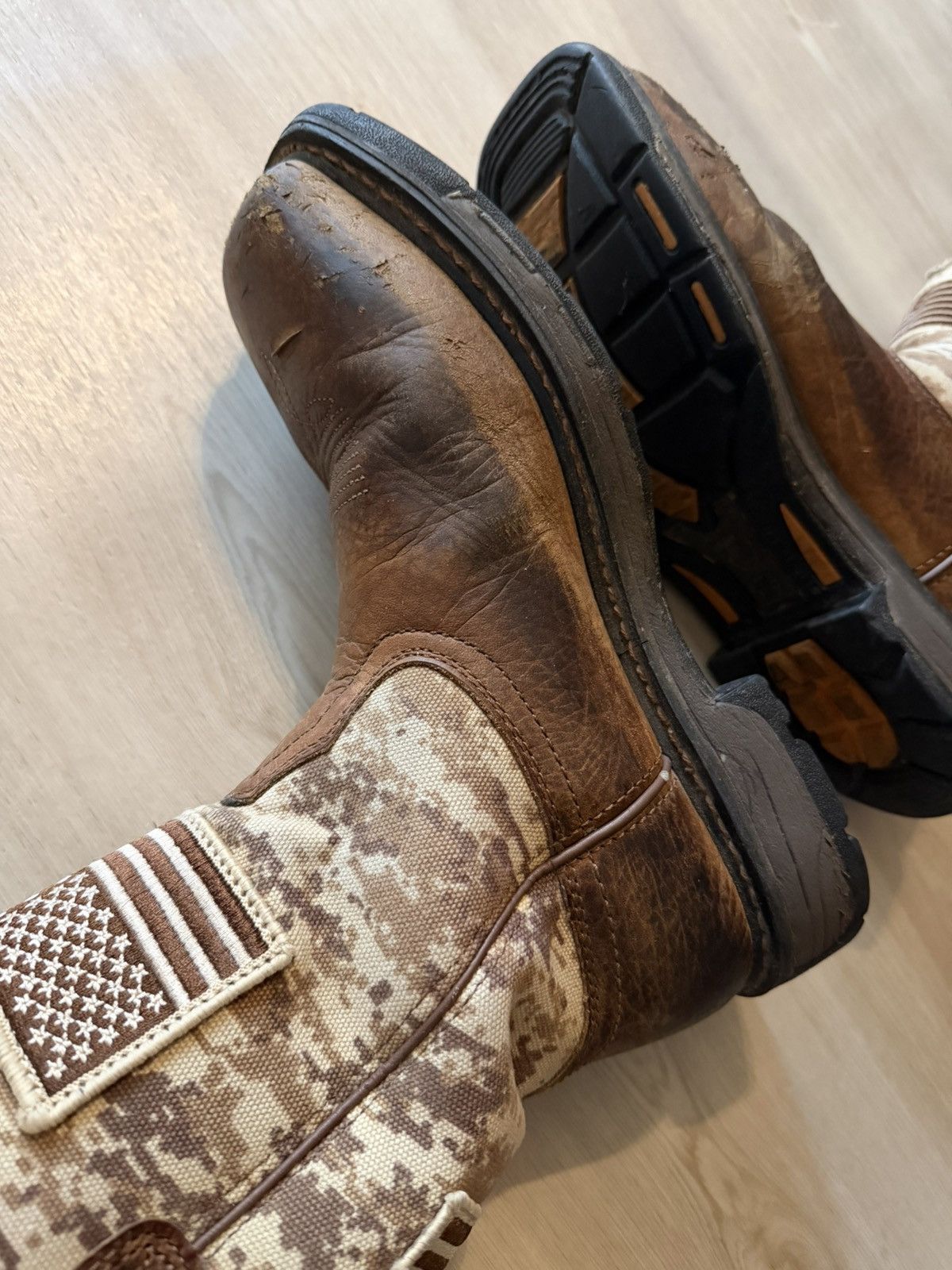 Ariat Ariat WorkHog Patriot Steel Toe Work Boots Leathe Camo Sz 9D Size US 9 / EU 42 - 4 Thumbnail