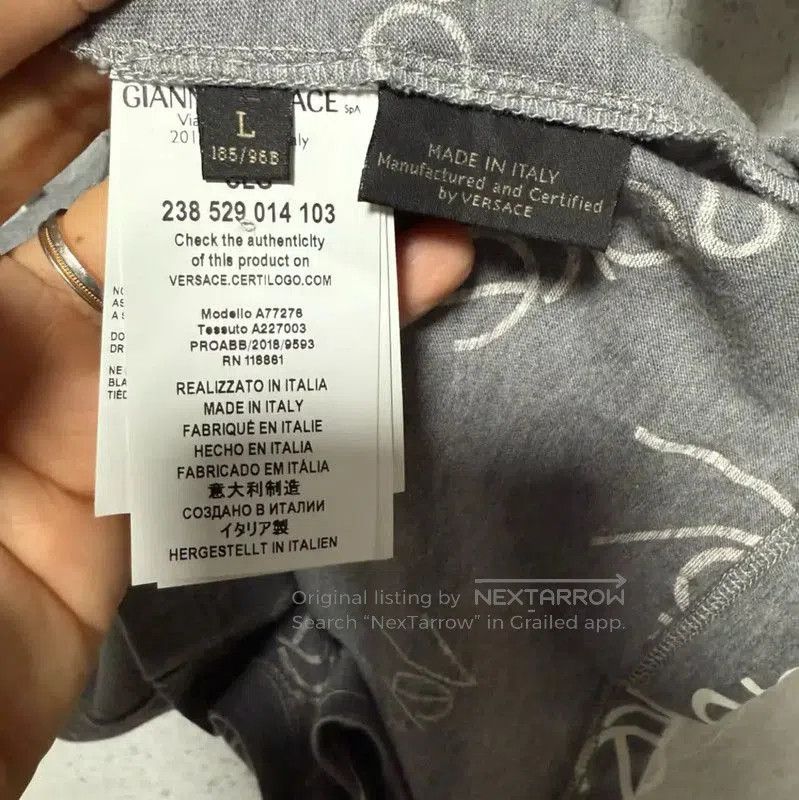 Versace Versace Gray Cotton Logo T-Shirt for Men . Size US L / EU 52-54 / 3 - 5 Thumbnail