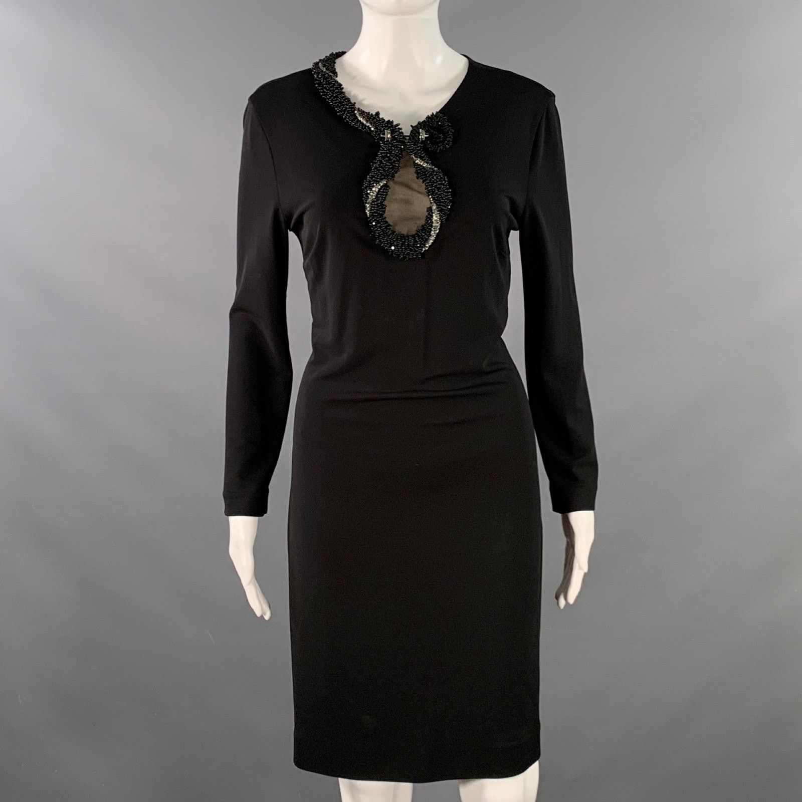 Roberto Cavalli Black Silver Viscose Blend Beaded Keyhole Cocktail Dress Size M / US 6-8 / IT 42-44 - 1 Thumbnail