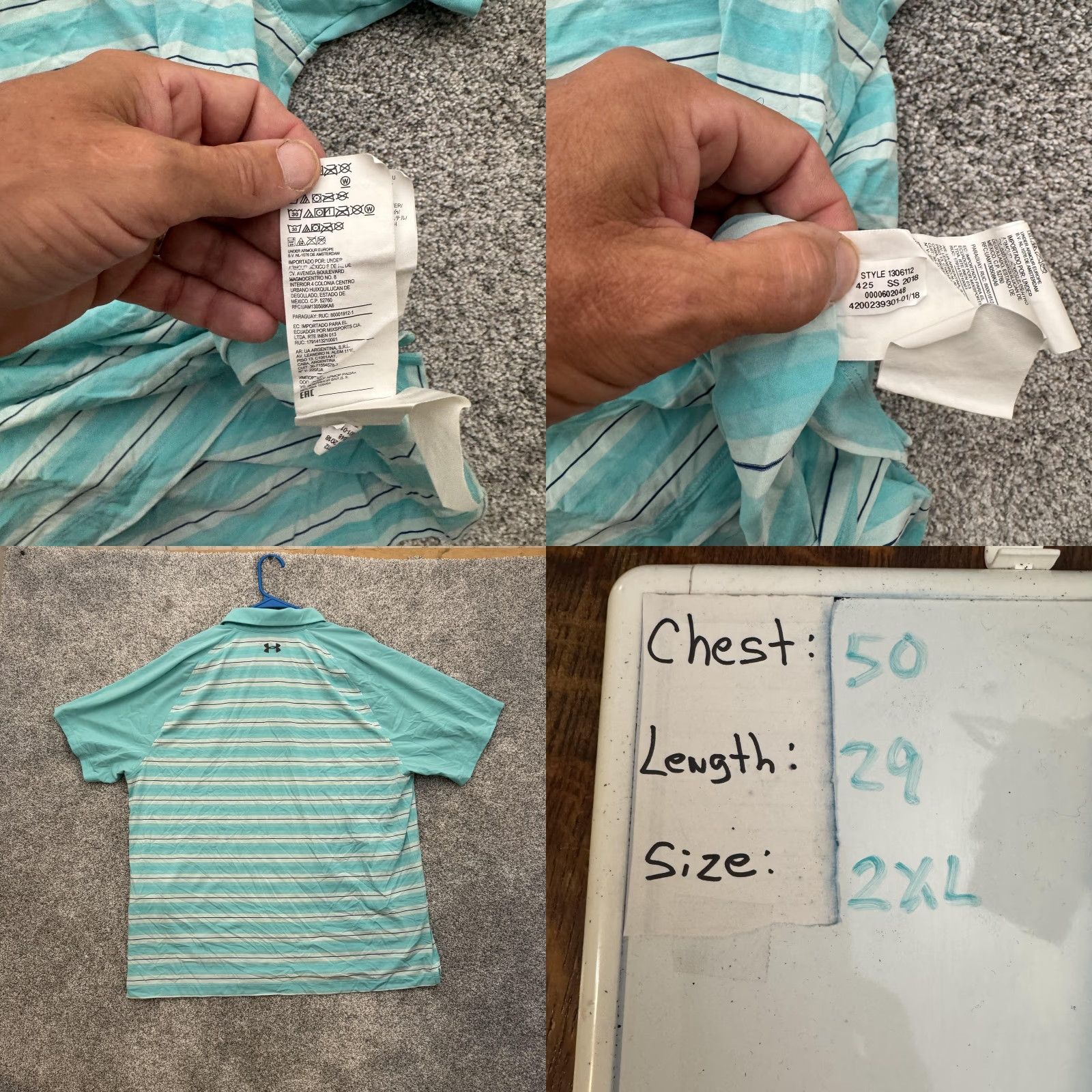 Under Armour Under Armour Polo Shirt Mens 2XL Blue Striped HeatGear Loose Fit Golf SS 1306112 Size US XXL / EU 58 / 5 - 8 Thumbnail