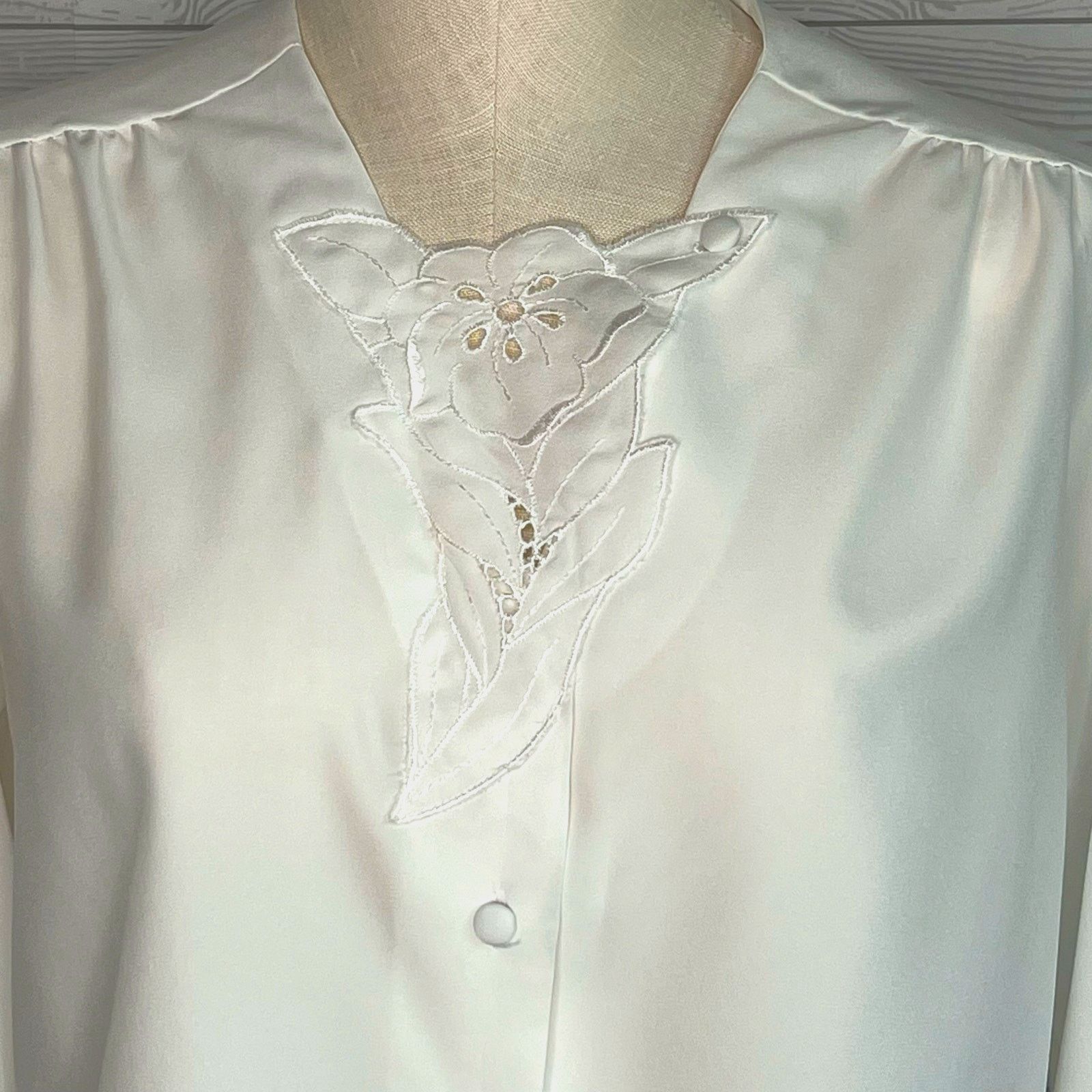 Other VTG 80s Angela Pellino White Eyelet Blouse M Cottagecore Size M / US 6-8 / IT 42-44 - 1 Thumbnail