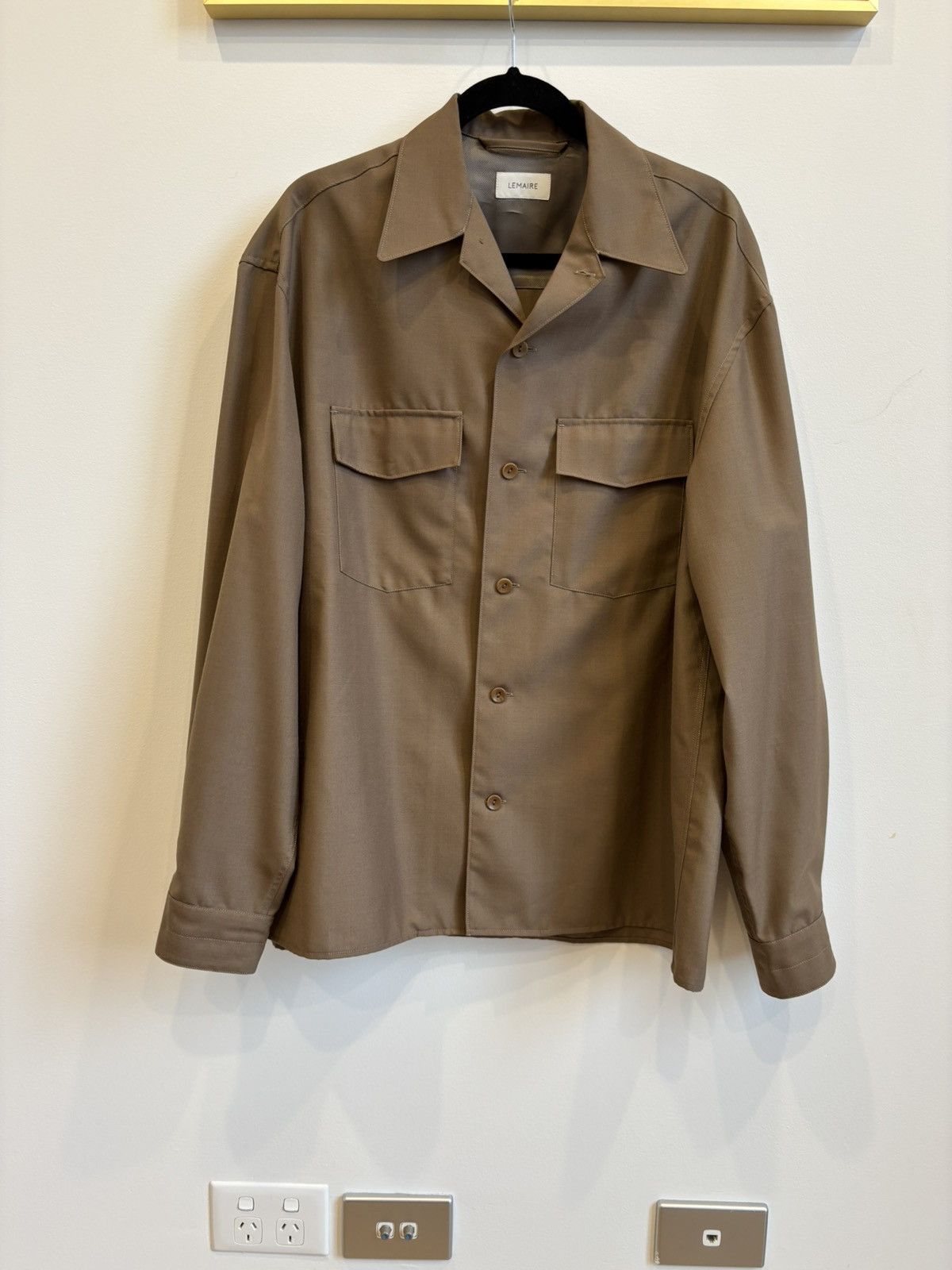 Lemaire Convertible collar ls shirt, cub brown, Large | Grailed 