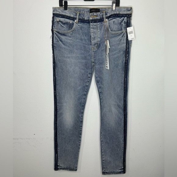 Purple Brand PURPLE BRAND P001 MID INDIGO SPOW424 SKINNY SHADOW SEAM SIZE Size US 36 / EU 52 - 2 Thumbnail