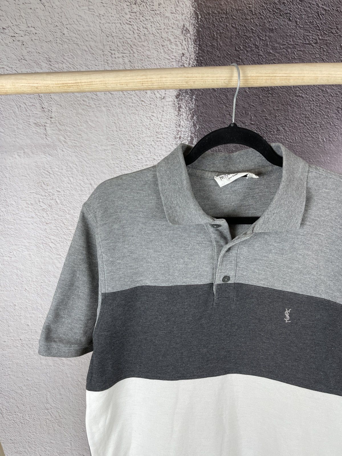 Vintage Yves Saint Laurent triple colour blocked polo tee shirt Size US L / EU 52-54 / 3 - 3 Thumbnail