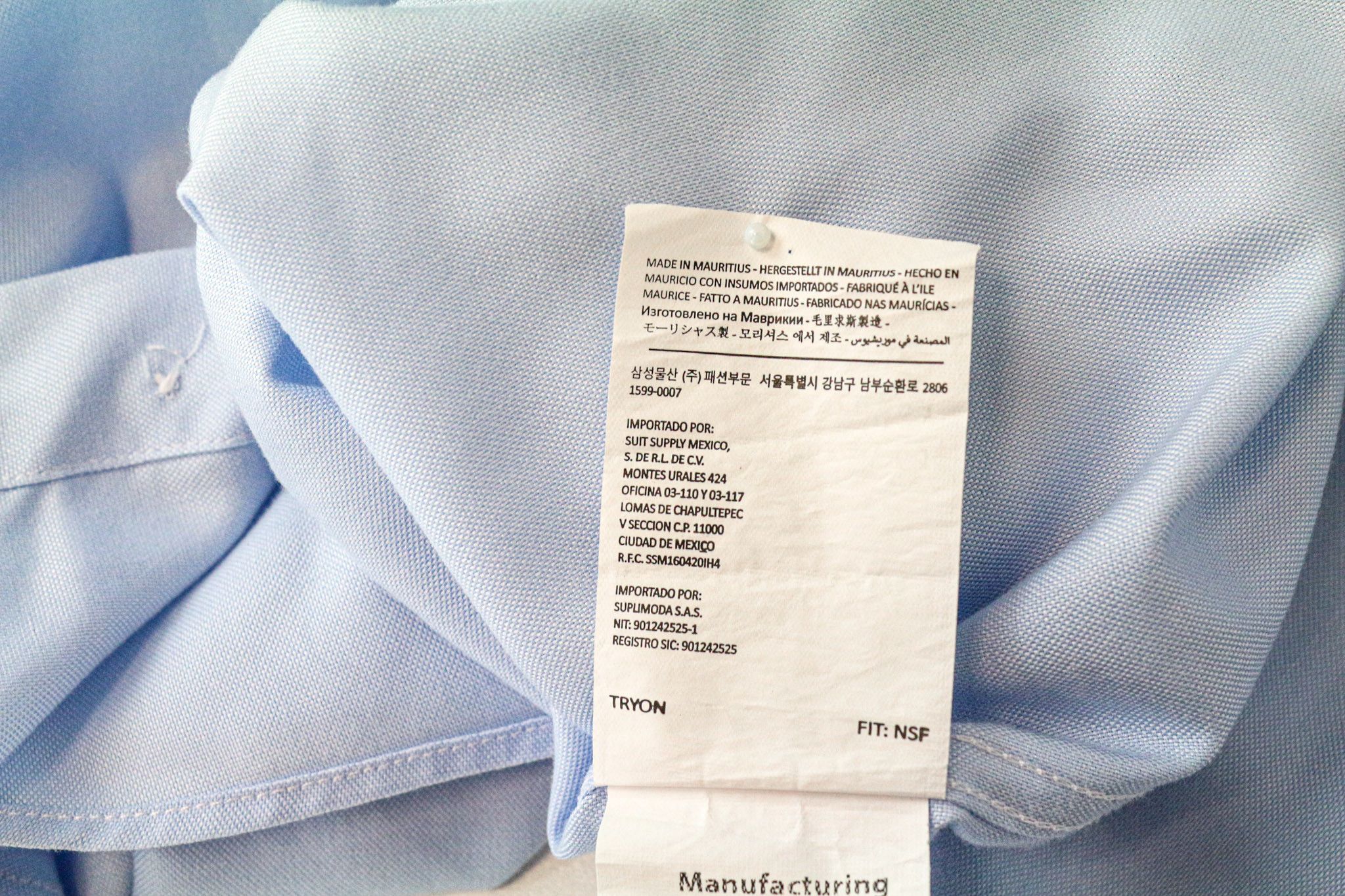 Suitsupply 46/18 Slim Blue Cotton Button-Up Shirt 79303 Size 46R - 7 Thumbnail