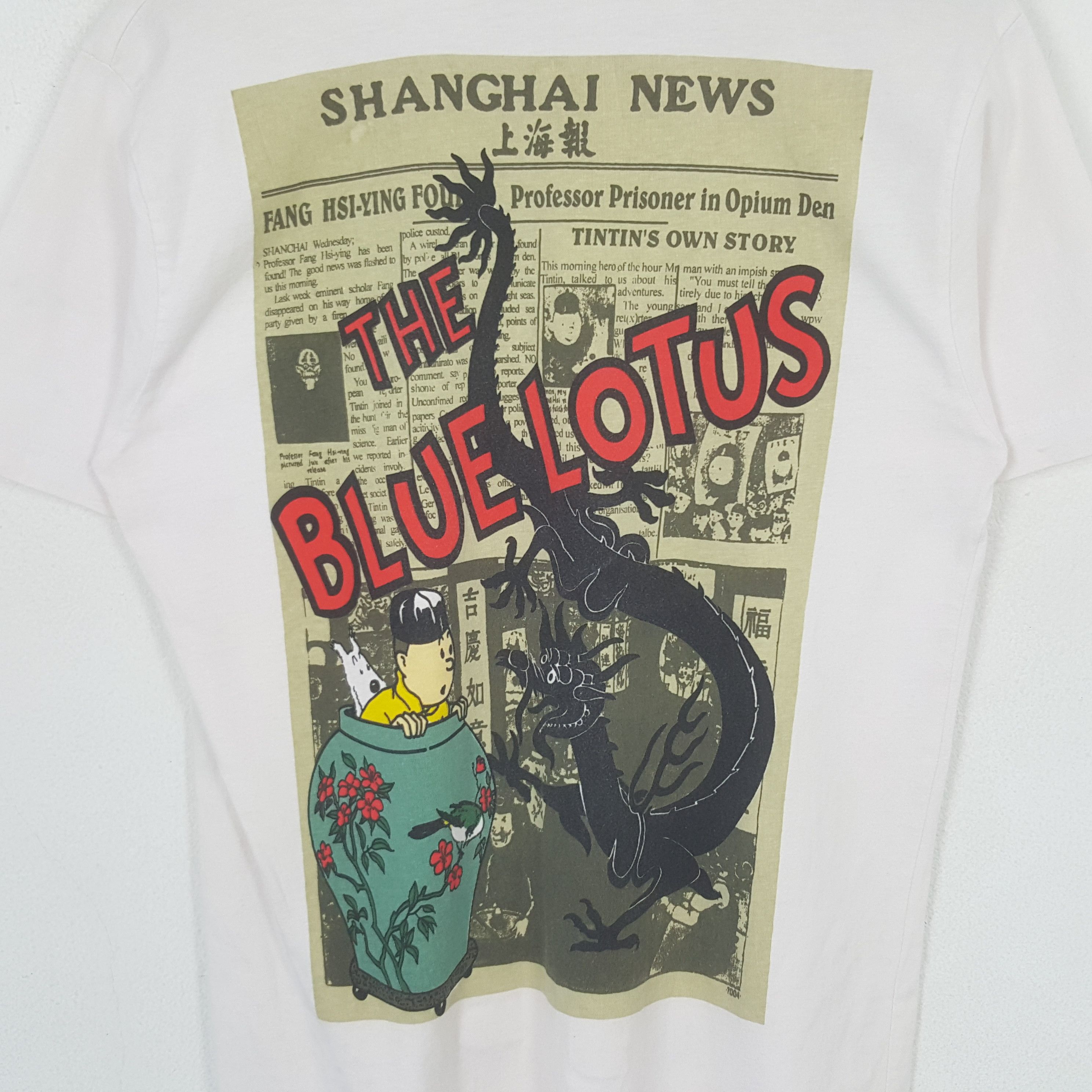 Vintage Vintage Tintin The Blue Lotus Cartoon Movie Tshirt C299N47 Size US M / EU 48-50 / 2 - 2 Thumbnail