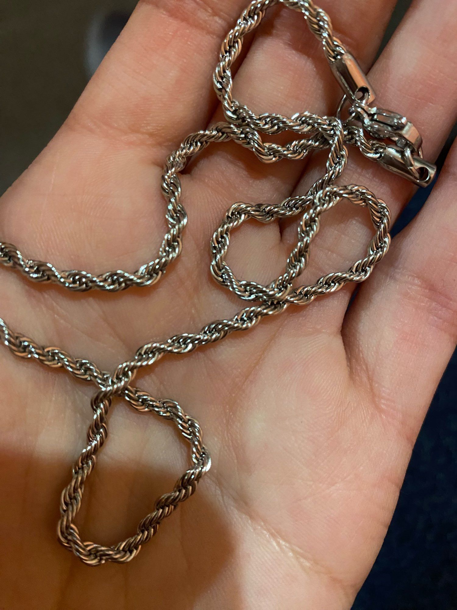 Jewelry Silver Chain Solid Silver Rope Chain 3mm 18 Inches Size ONE SIZE - 3 Thumbnail