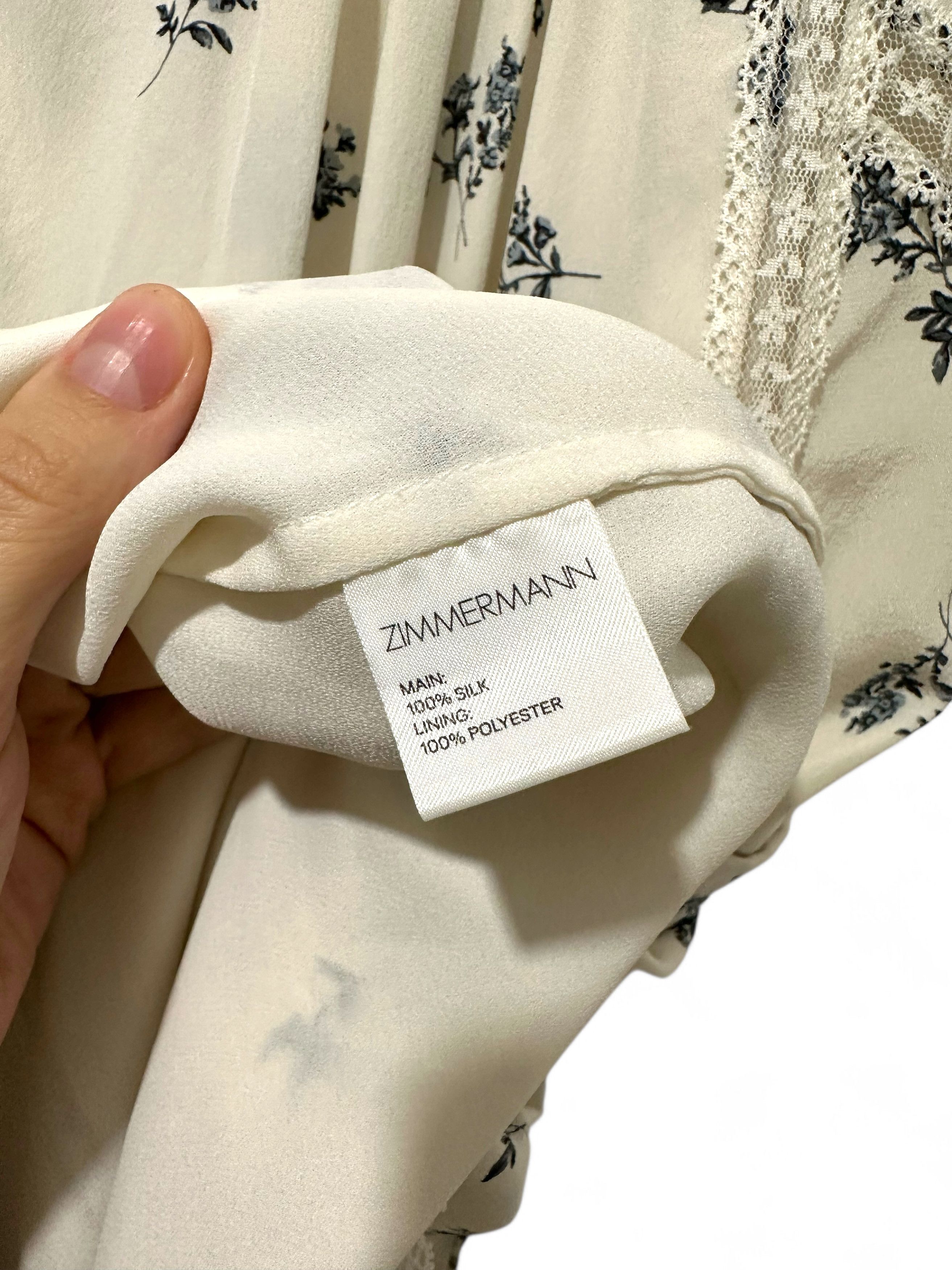 Zimmermann Zimmermann Silk Flower Print Lace Detail Cami Long Dress (M) Size XS / US 0-2 / IT 36-38 - 5 Thumbnail