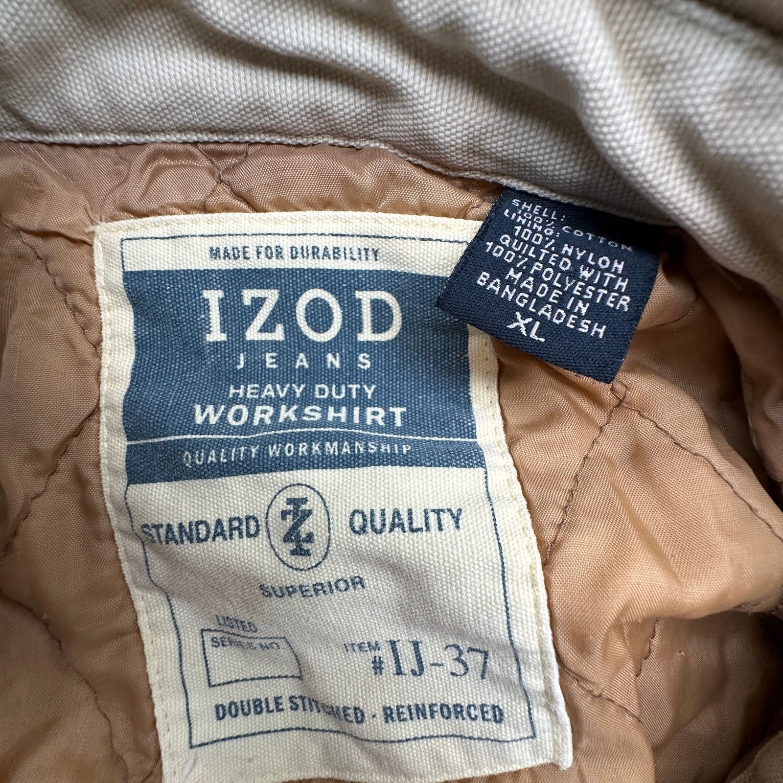 Izod VTG Izod Heavy Duty Duck Canvas Lined Work Shirt Mens XL Size US XL / EU 56 / 4 - 3 Thumbnail