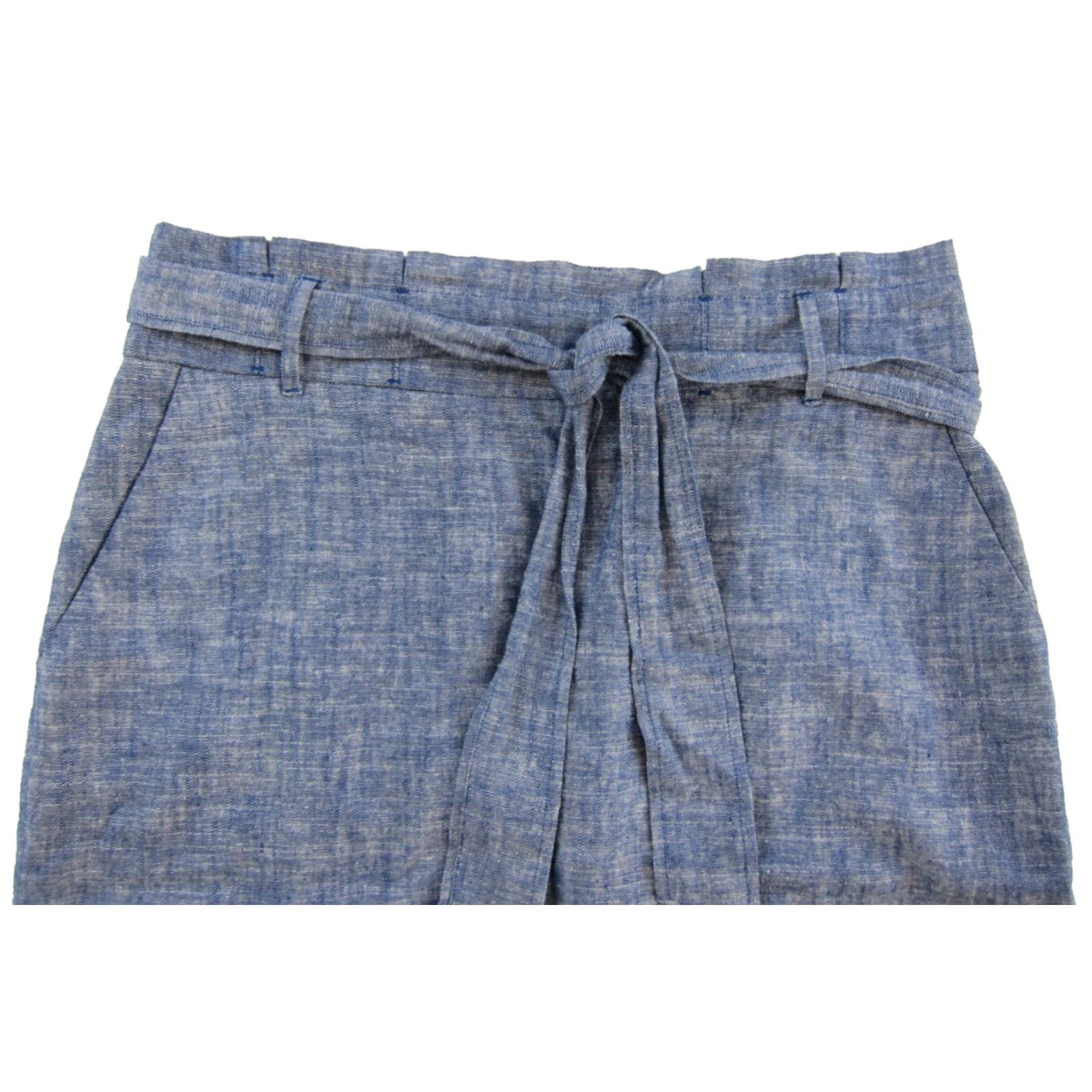 Ann Taylor Ann Taylor Loft Skirt Women Size 12 Linen Blue Belted Pocket Pencil Straight Solid Size 34" / US 12 / IT 48 - 4 Thumbnail