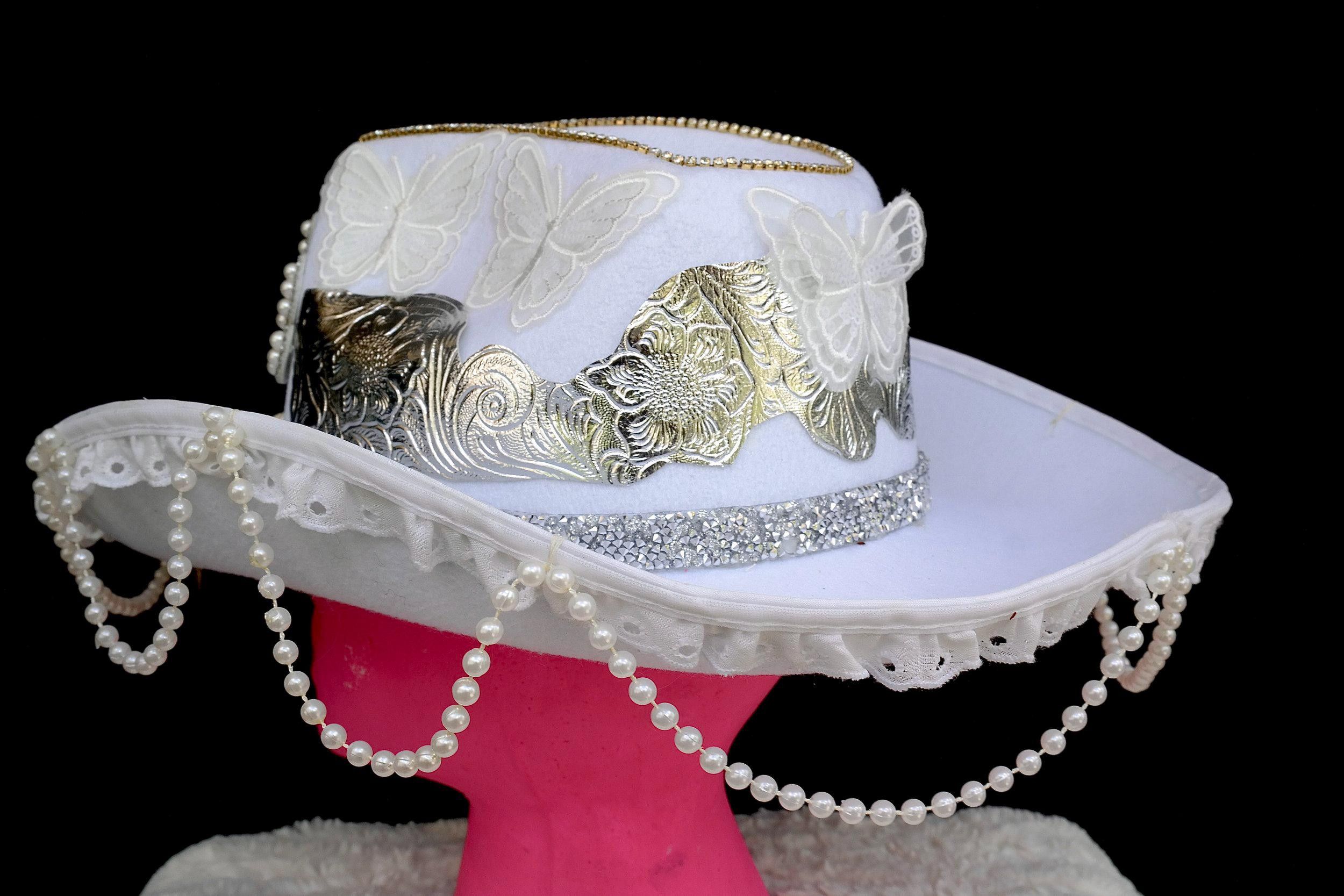 Handmade Pearl Bride Cowgirl Hat Size ONE SIZE - 4 Thumbnail