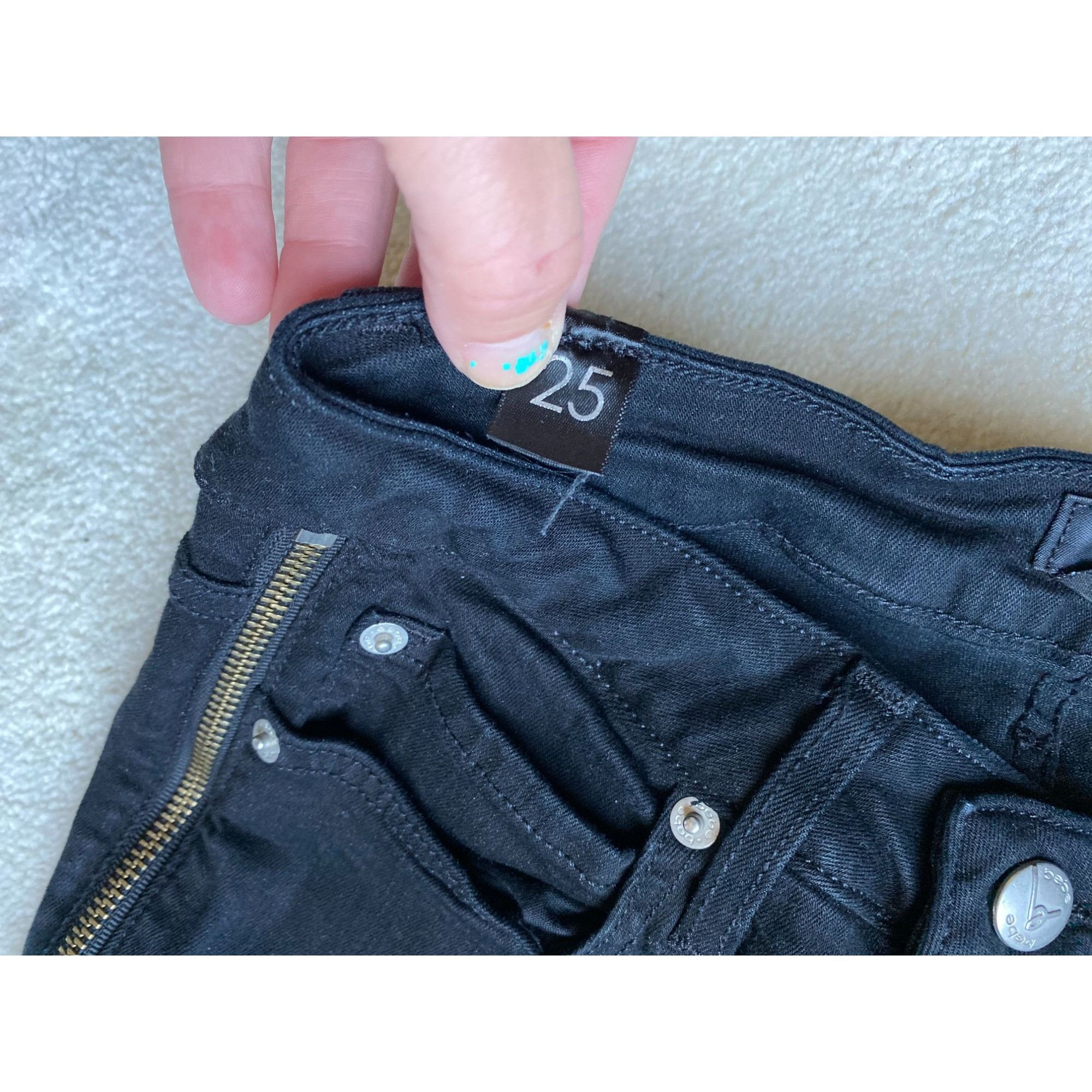 Bebe Bebe Side Zipper Skinny Jeans black sz 25 Size 25" / US 0 / IT 36 - 3 Thumbnail