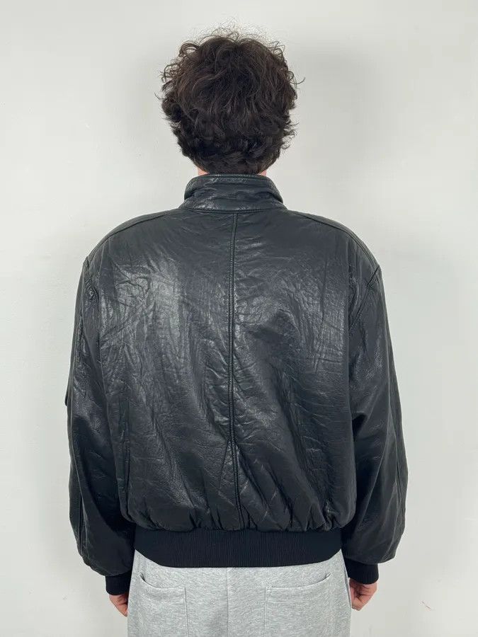 Marithe + Francois Girbaud 1980s Marithé + François Girbaud Black Reversible Leather Bomber Jacket Size US L / EU 52-54 / 3 - 6 Thumbnail