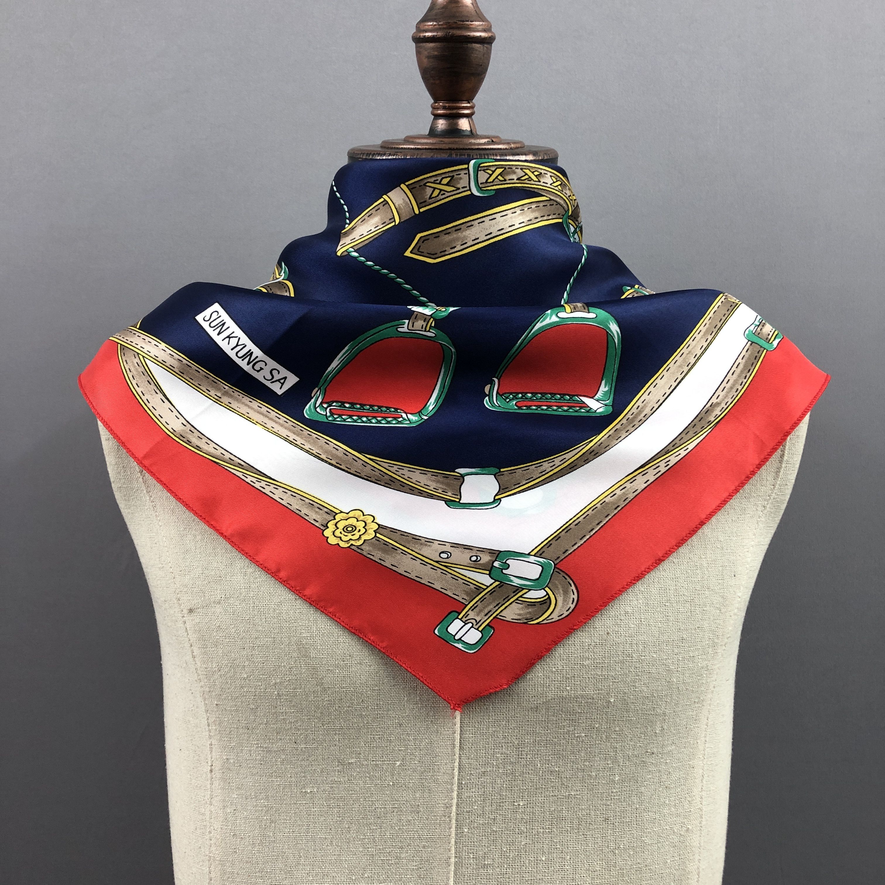 Japanese Brand Vintage Sun Kyung Sa SILK Scarf Twill Stole Wraps Scarves Size ONE SIZE - 2 Thumbnail