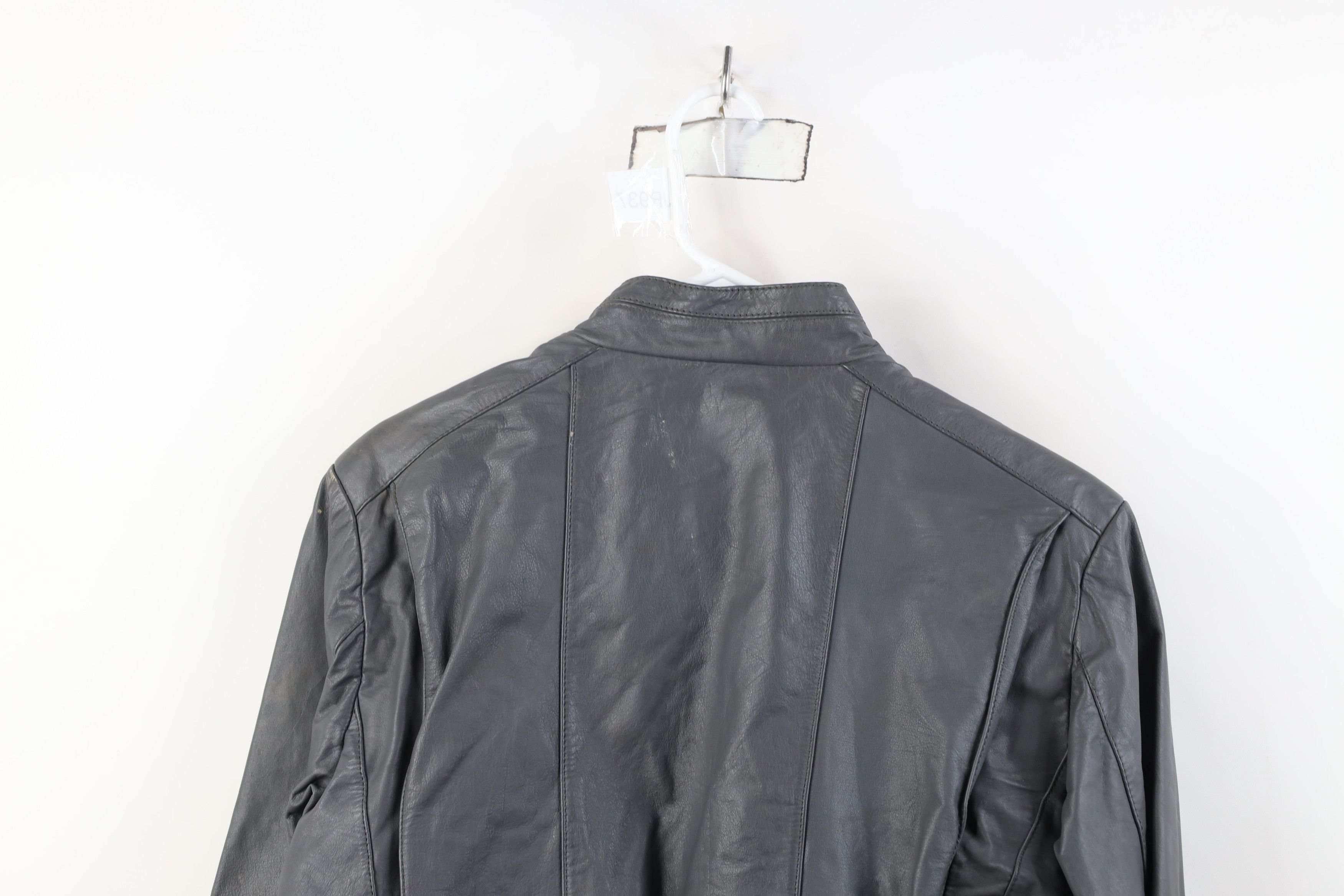 Vintage Vintage 80s 90s Streetwear Leather Racer Bomber Jacket Gray Size US XL / EU 56 / 4 - 15 Thumbnail