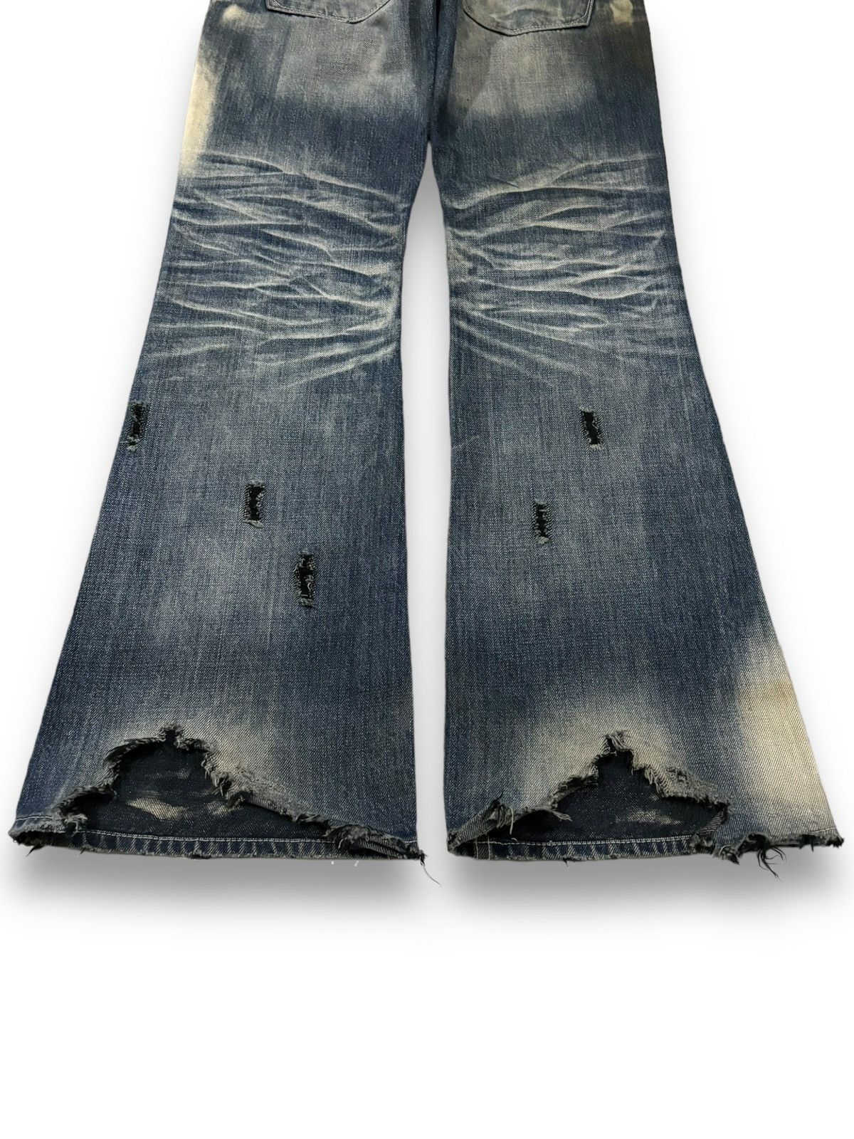 If Six Was Nine Vintage Army of NO! Patched Distressed Flare Grunge Jeans Size US 30 / EU 46 - 18 Thumbnail
