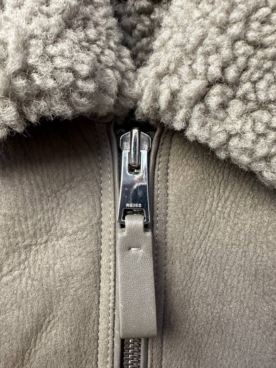 Reiss REISS Shearling Bomber Jacket Toni Grey Sheepskin Size US L / EU 52-54 / 3 - 11 Thumbnail