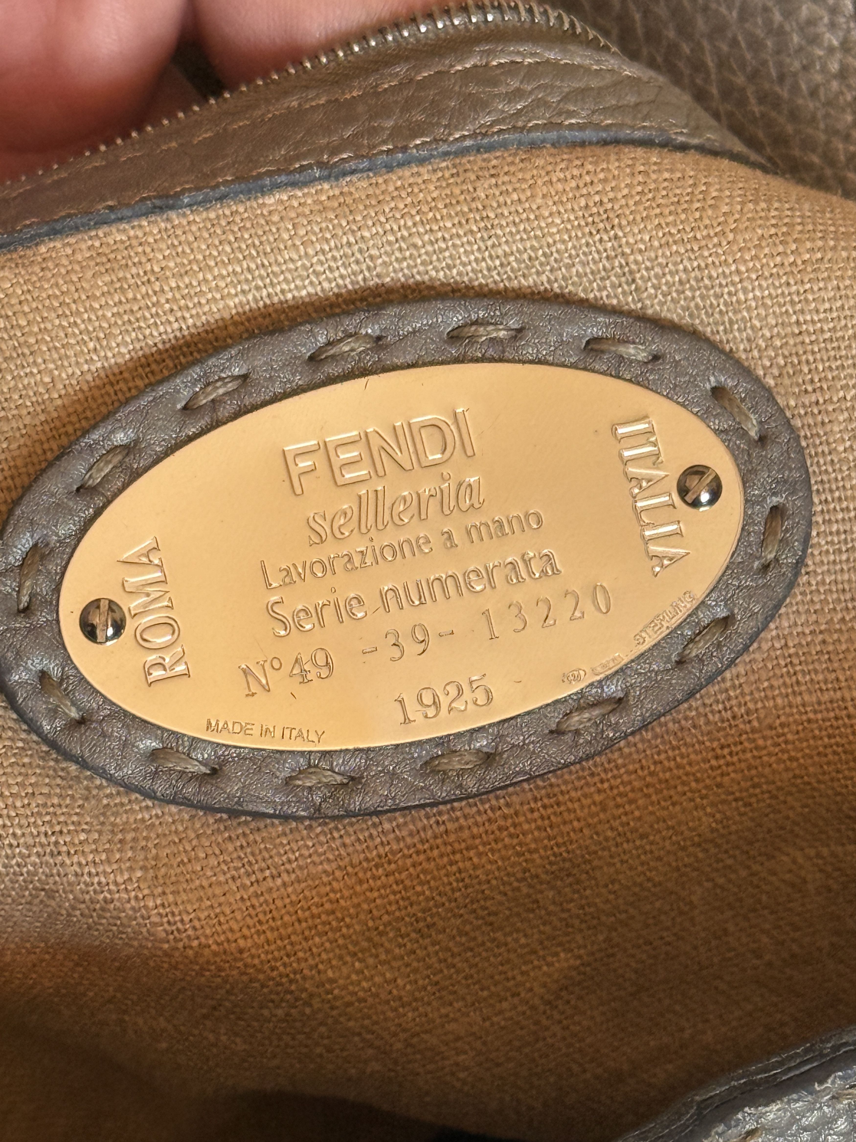 Fendi Fendi Selleria Handbag horse embossed silver gray Size ONE SIZE - 14 Thumbnail