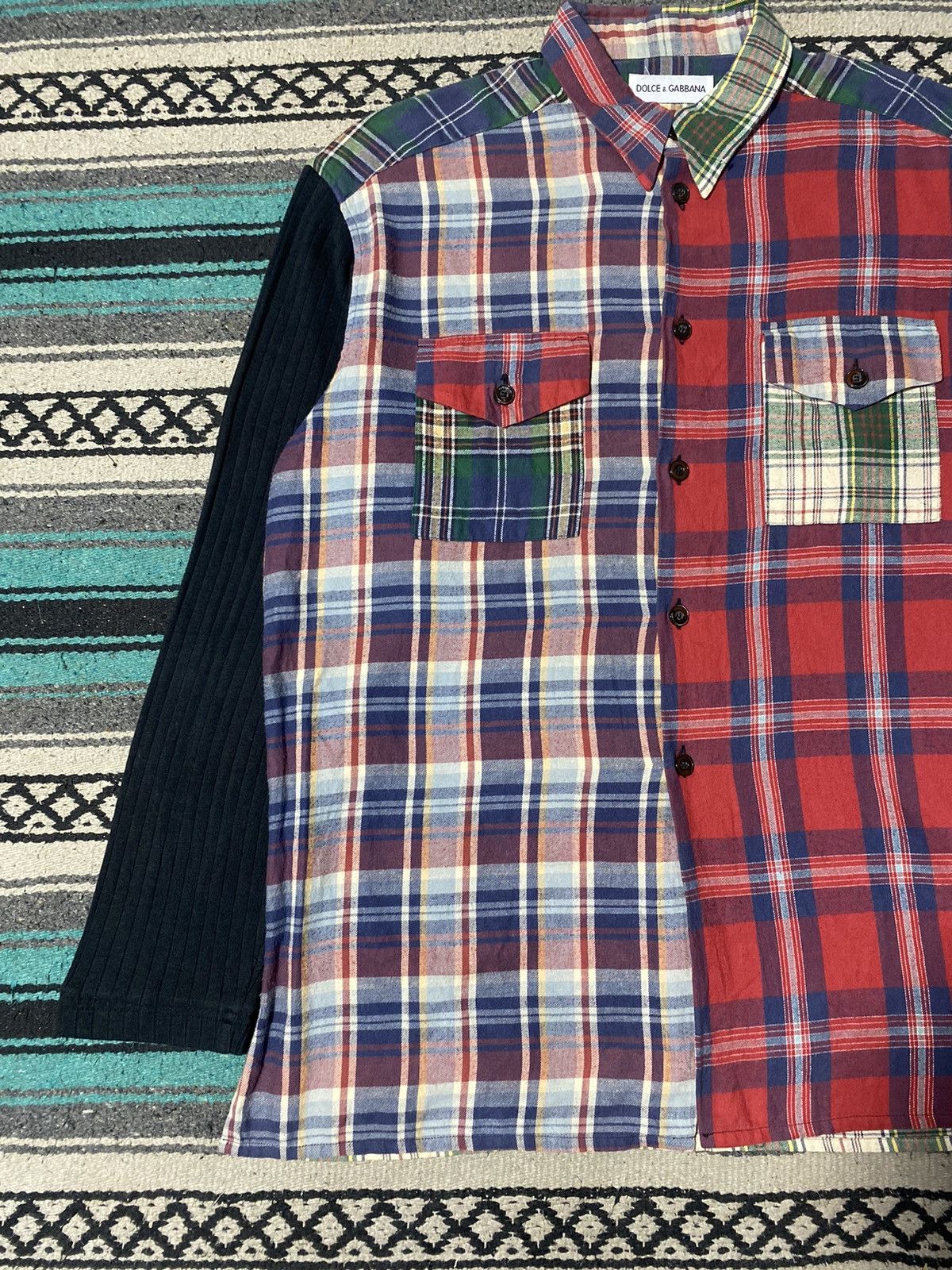 Dolce & Gabbana Dolce & Gabbana Reconstructed Flannel Knit Sleeve Shirt Size US XL / EU 56 / 4 - 5 Thumbnail