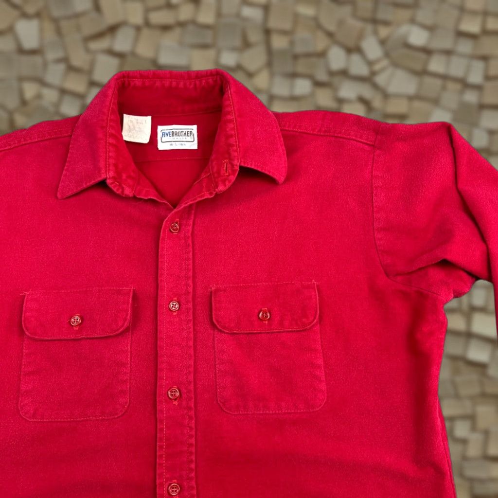 Vintage VINTAGE Five Brother Shirt Adult LARGE Red Flannel USA Union Made Barn Chore 80s Size US L / EU 52-54 / 3 - 1 Thumbnail