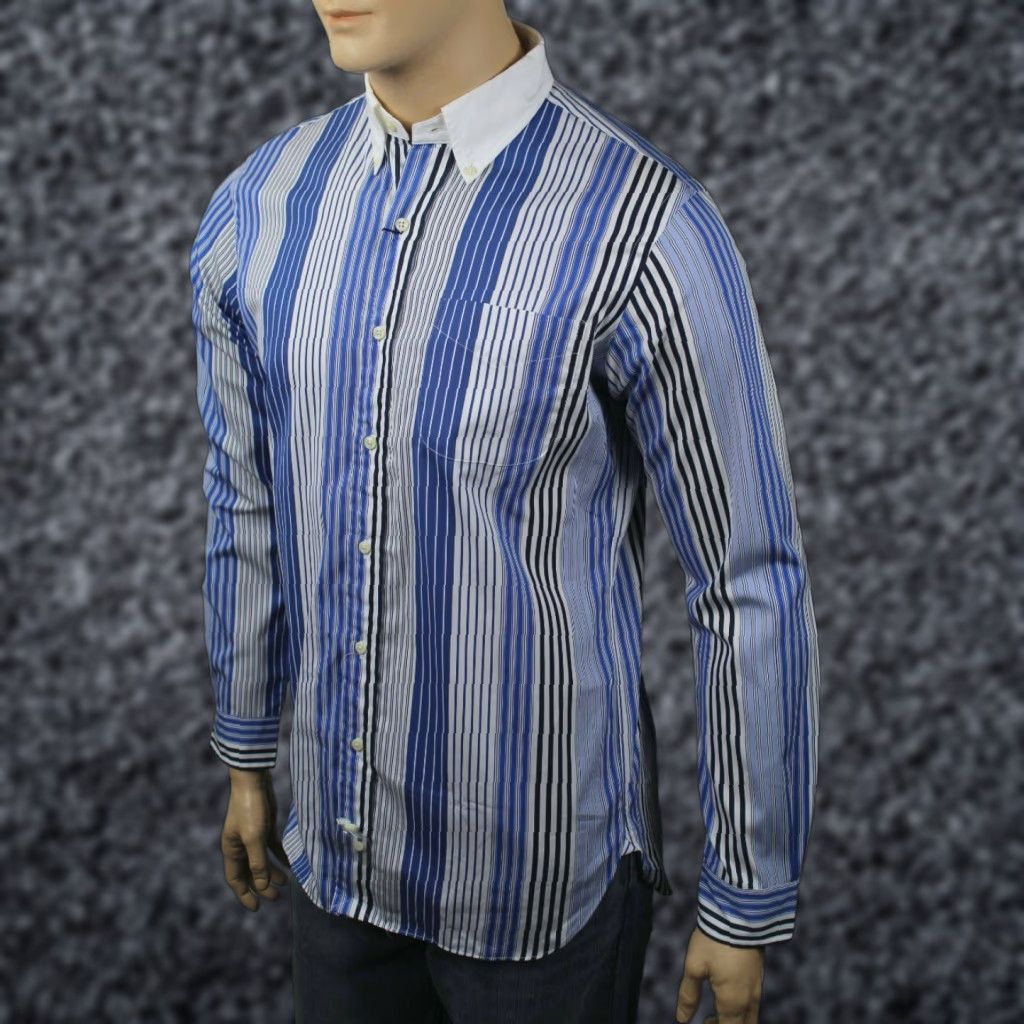 Ralph Lauren Ralph Lauren Dress Shirt Blue White Striped Custom NWT M Shirt Mens 100% Cotton Button-Down Long Sleeve Blue Plaid Size 40R - 1 Preview