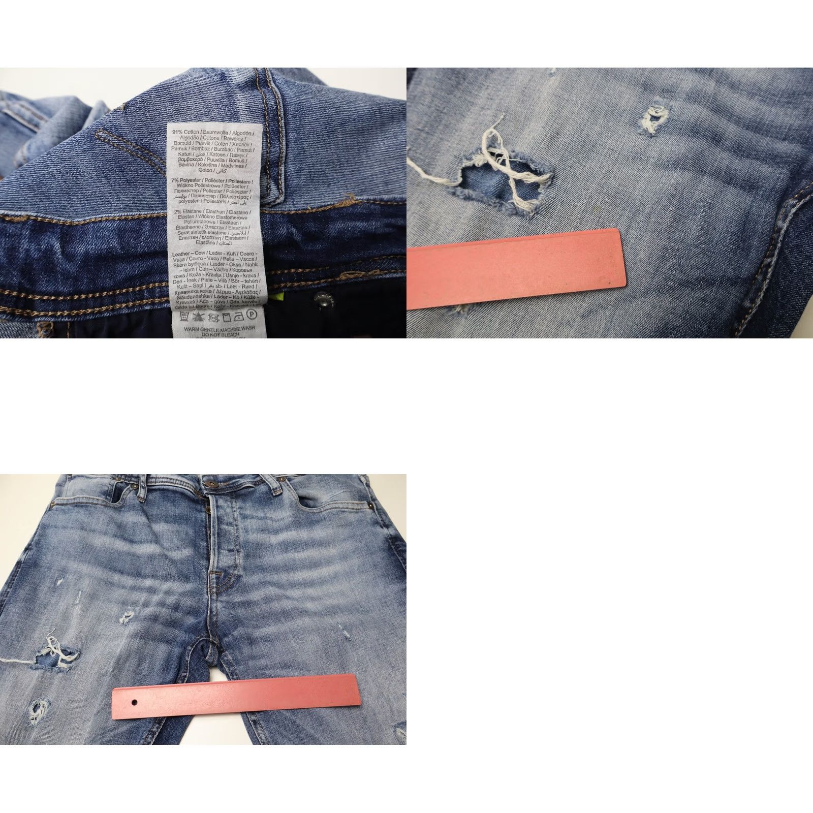 Jack & Jones JACK & JONES Slim / Glenn Jeans Mens W32/L32 Faded Whiskers Blue Distressed Size US 32 / EU 48 - 8 Thumbnail