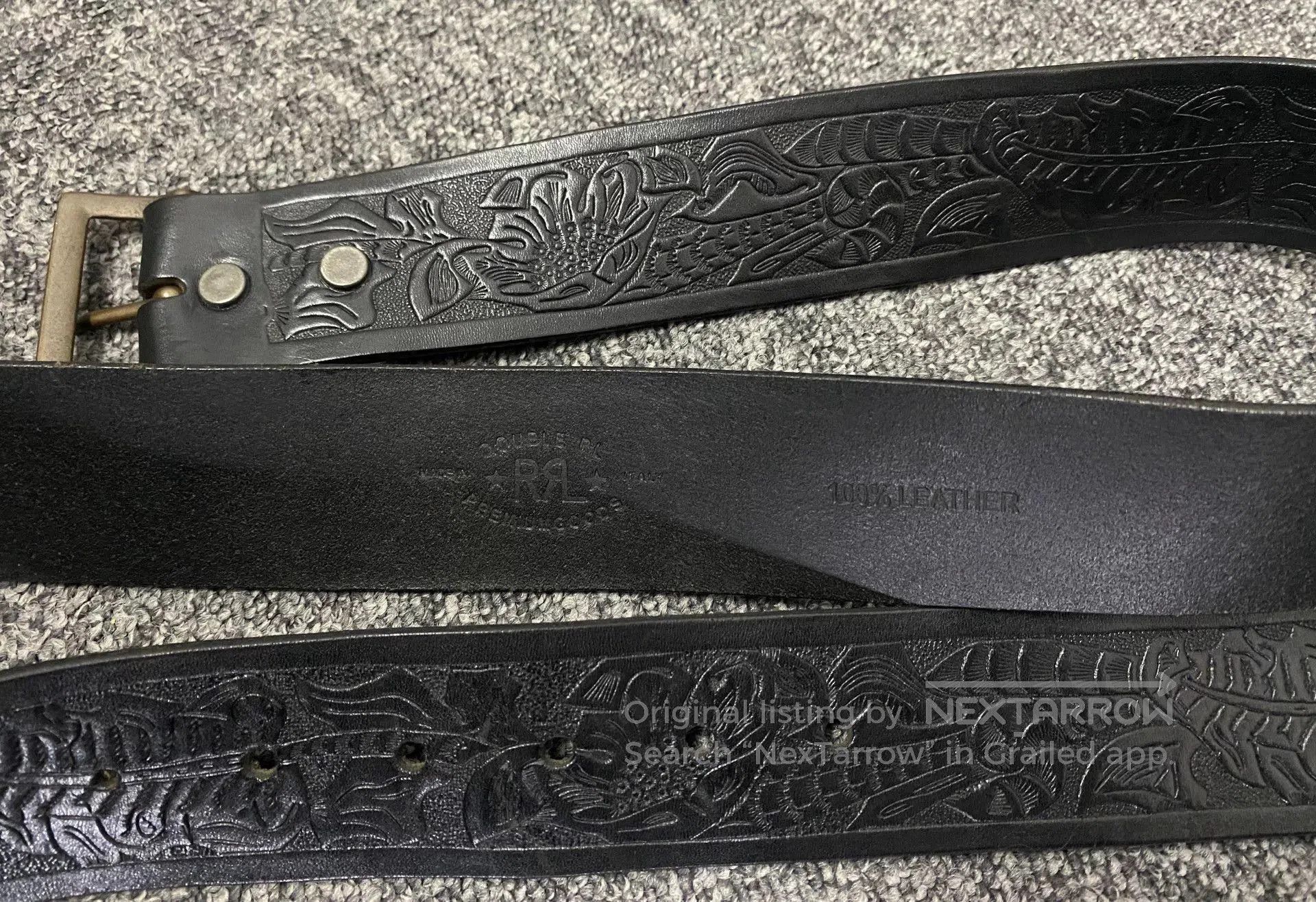 RRL Ralph Lauren premium vintage embossed leather belt. Size ONE SIZE - 5 Thumbnail