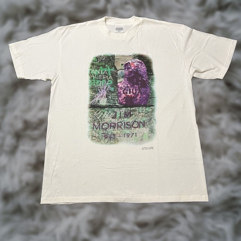 Vintage Jim Morrison The Doors Shirt Nice Man Death Certificate Grave Cemetary