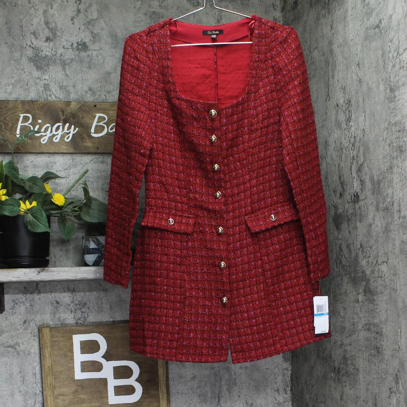 Other Nwt City Studios Tweed Mini Dress 1921yt1bt1 Red Lilac 9/10 Size M / US 6-8 / IT 42-44 - 1 Thumbnail