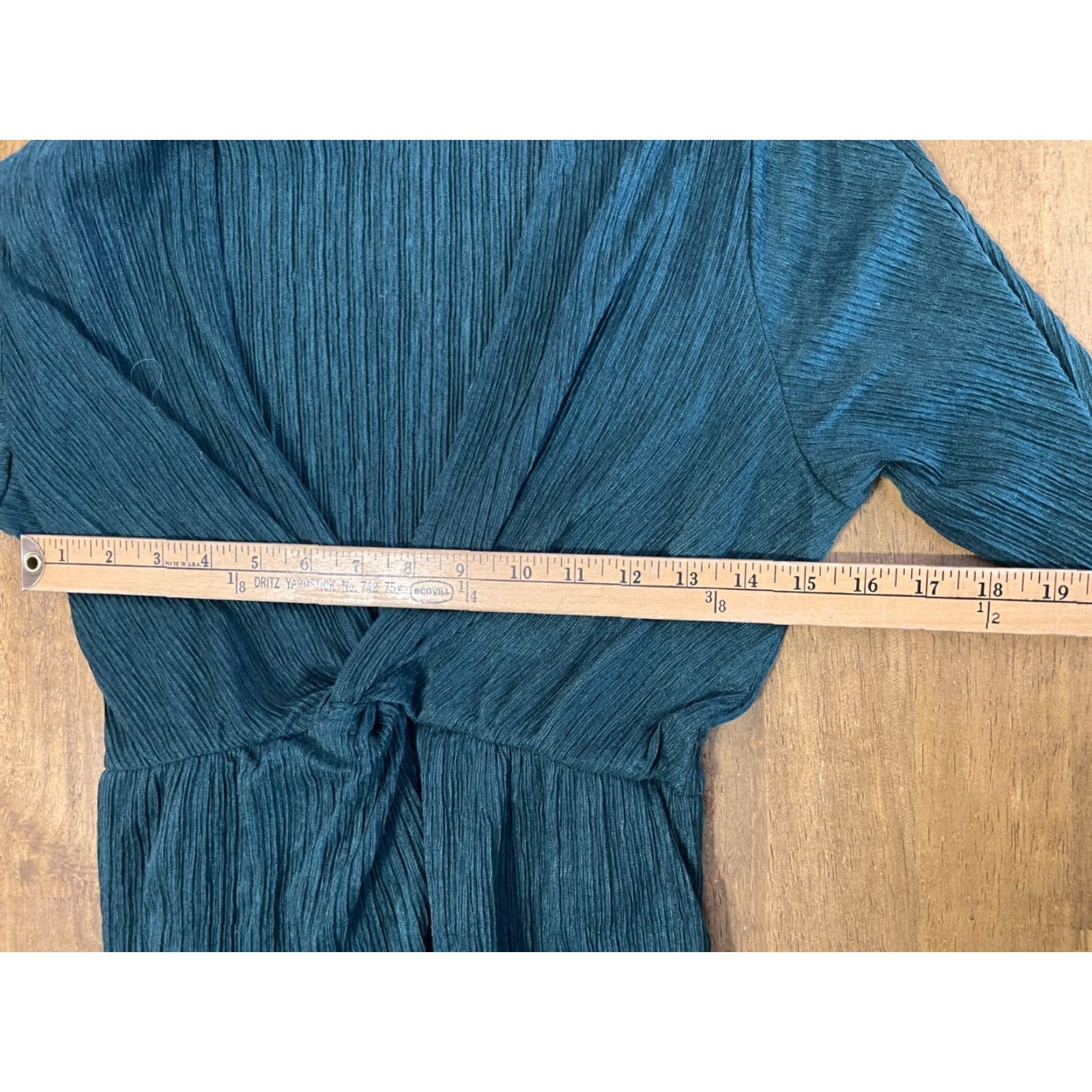 Vintage All in Favor Dress Womens Size Small Green V-neck Short Sleeve Ribbed Maxi Size 28" / US 6 / IT 42 - 4 Thumbnail