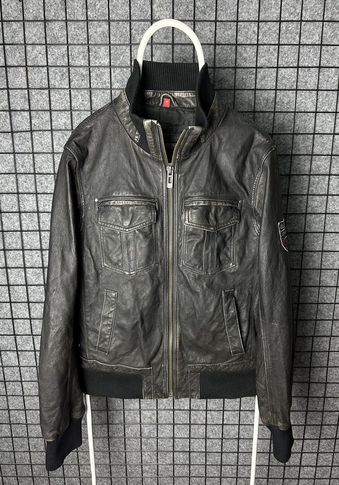 Genuine Leather Manguun Streetwear Elastic Hem Genuine Leather Jacket Size M Size US M / EU 48-50 / 2 - 1 Thumbnail