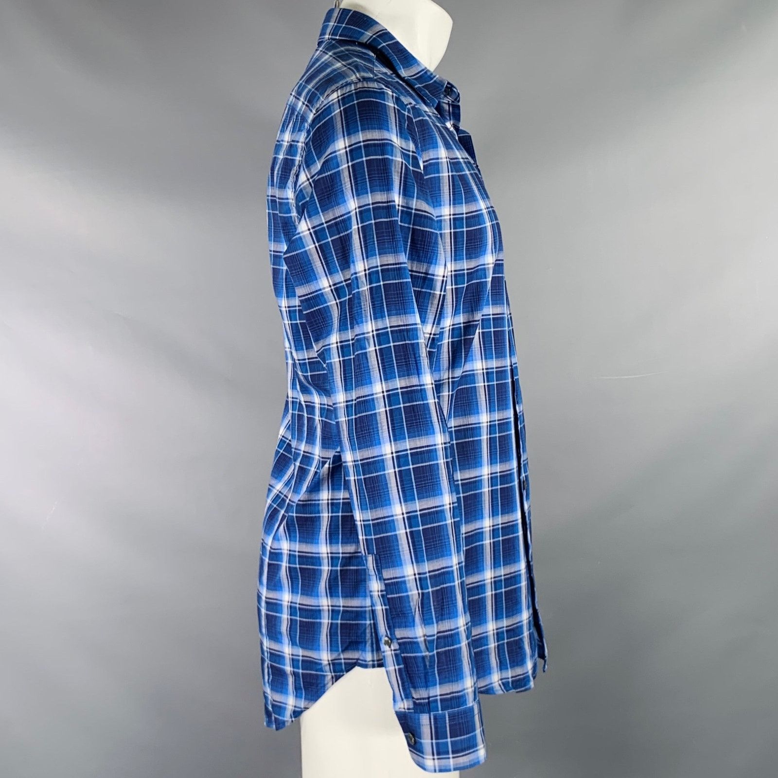 Vince VINCE Size M Navy White Plaid Long Sleeve Shirt Size US M / EU 48-50 / 2 - 2 Thumbnail