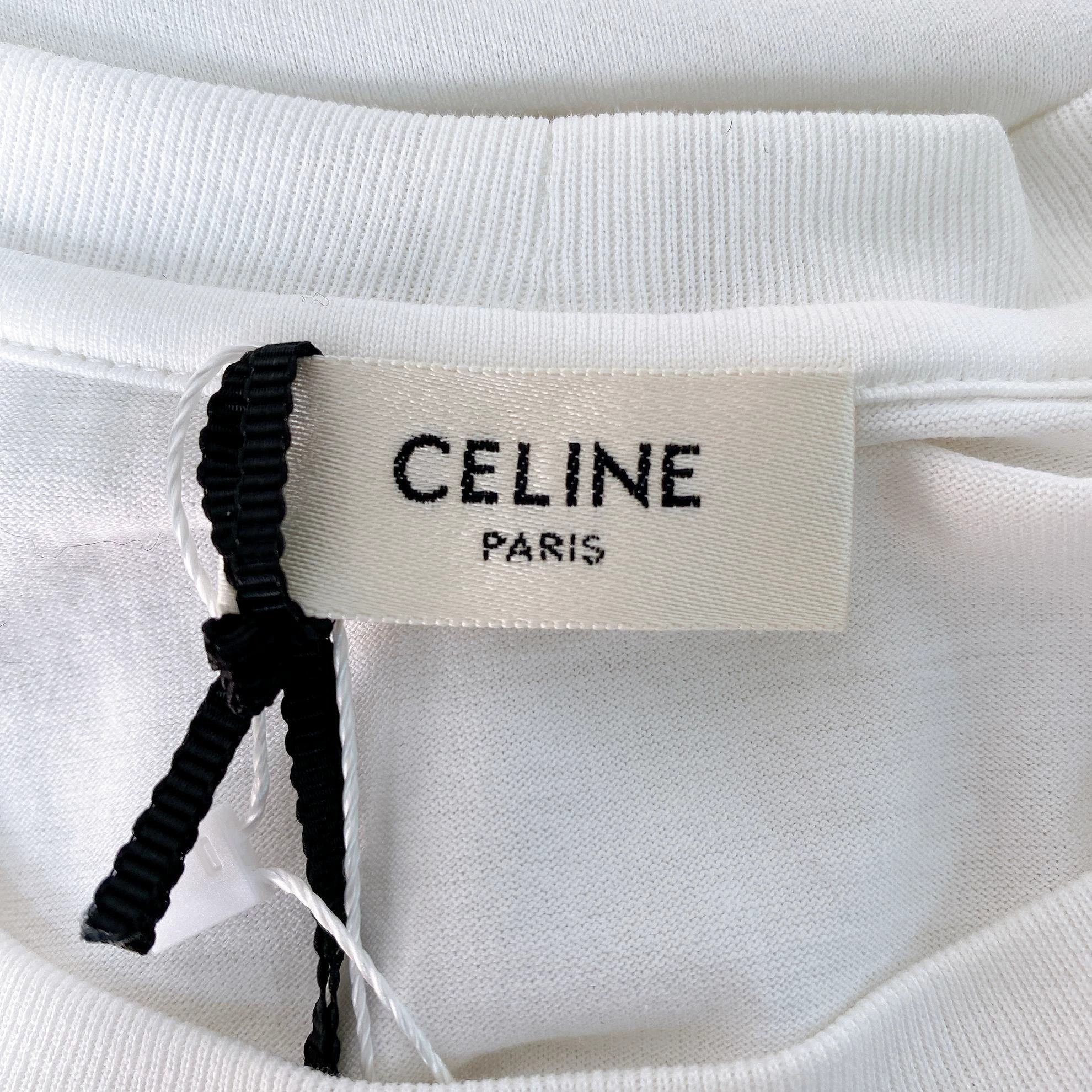 Celine Celine white logo Tee M new with tags 6125 Size M / US 6-8 / IT 42-44 - 7 Thumbnail