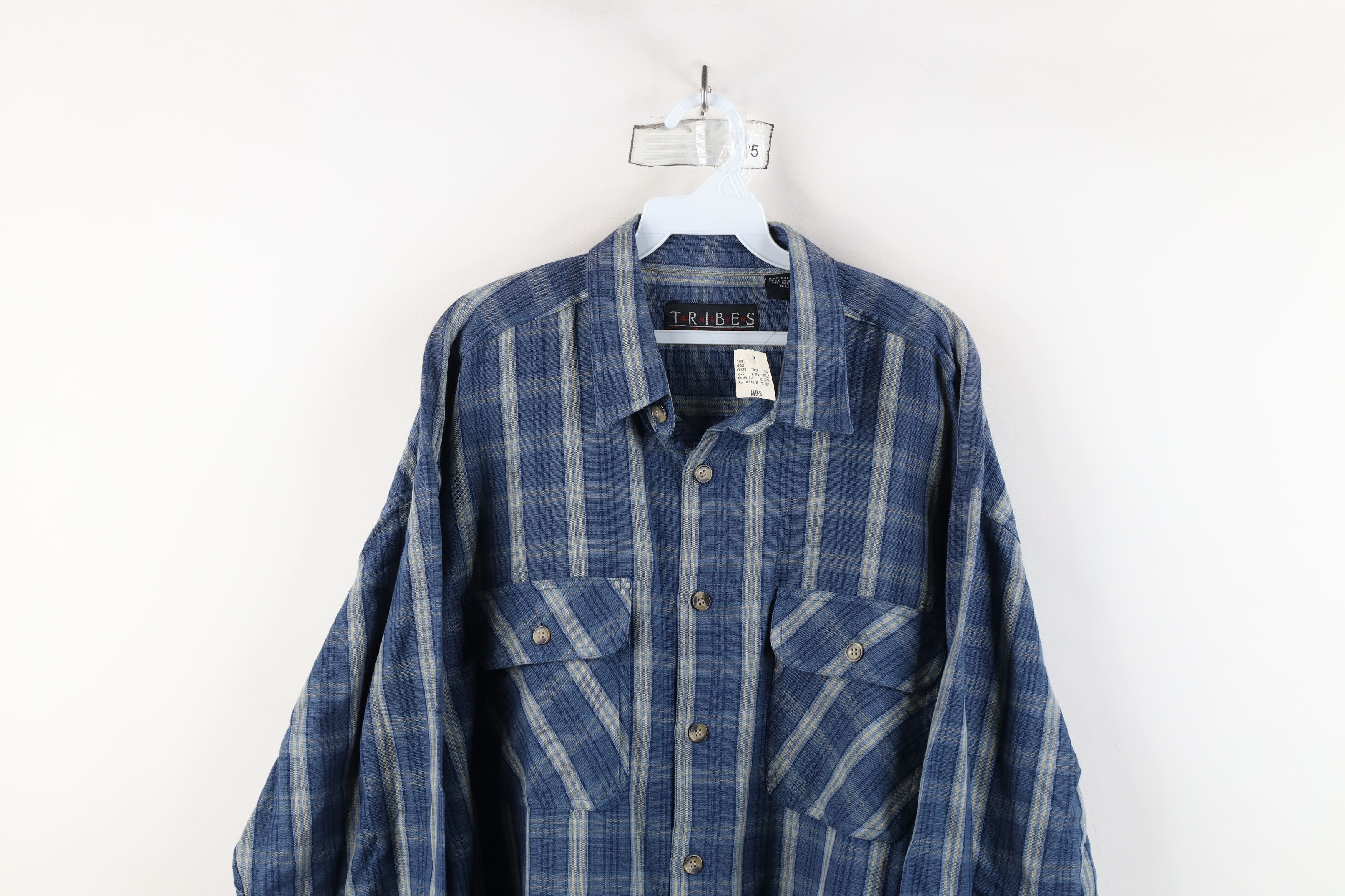 Deadstock Vintage 90s Streetwear Collared Button Shirt Blue