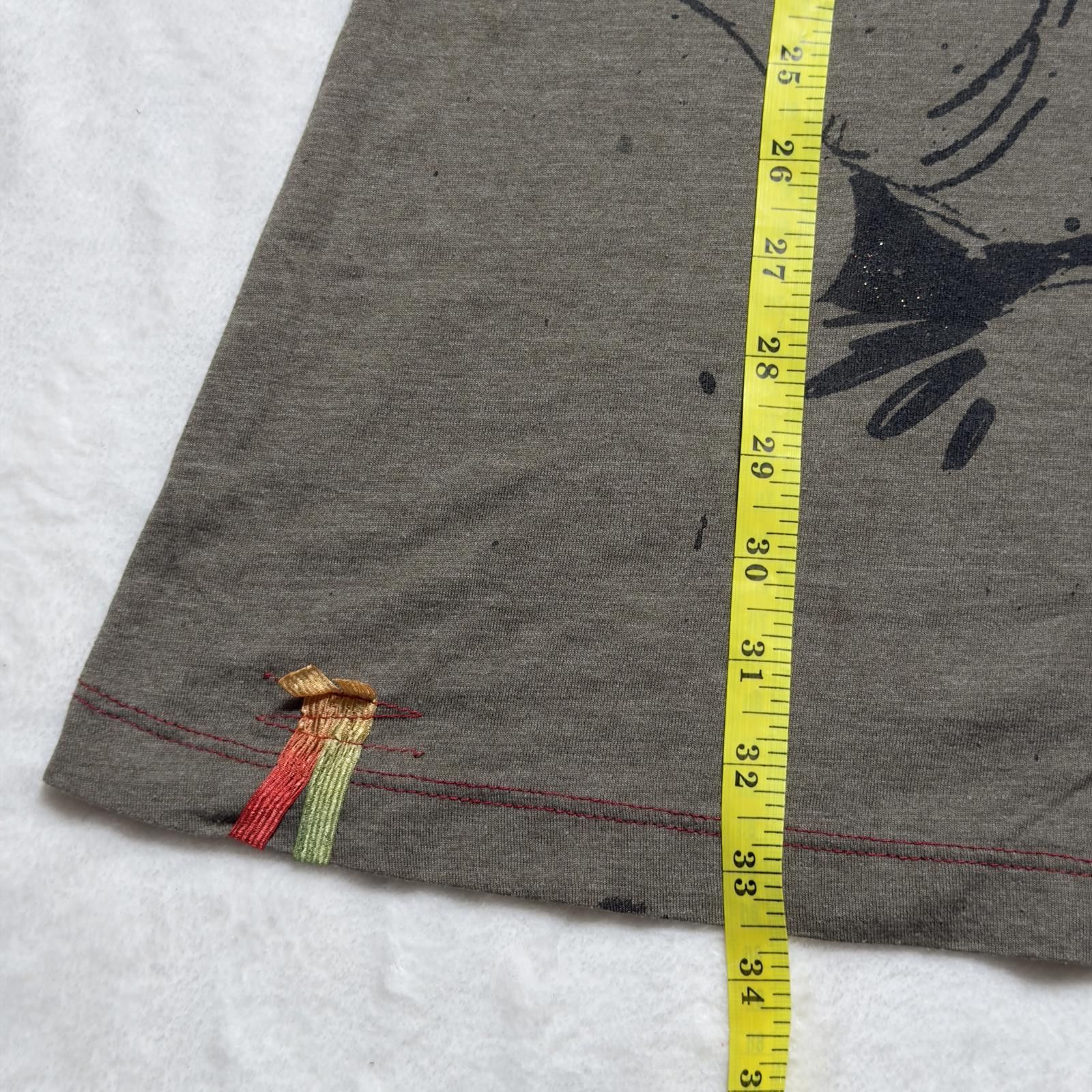 Unknown London Y2K Graphic Print Mini Dress Olive Green Grunge Embellished Size M / US 6-8 / IT 42-44 - 4 Thumbnail