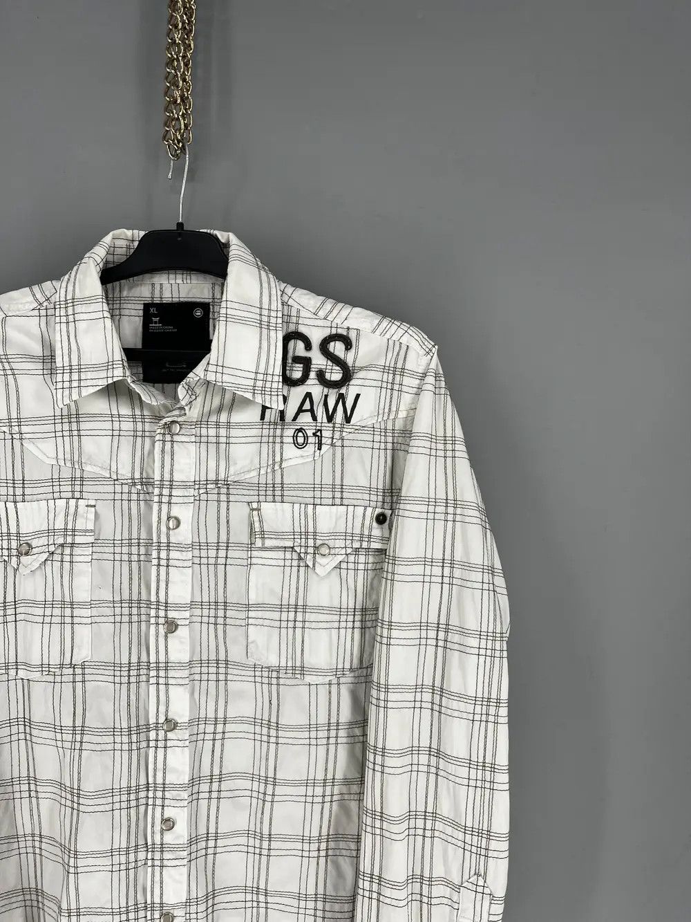 Vintage Vintage Y2K G Star Raw Men’s Plaid Shirt With Big Logo Size US XL / EU 56 / 4 - 5 Thumbnail