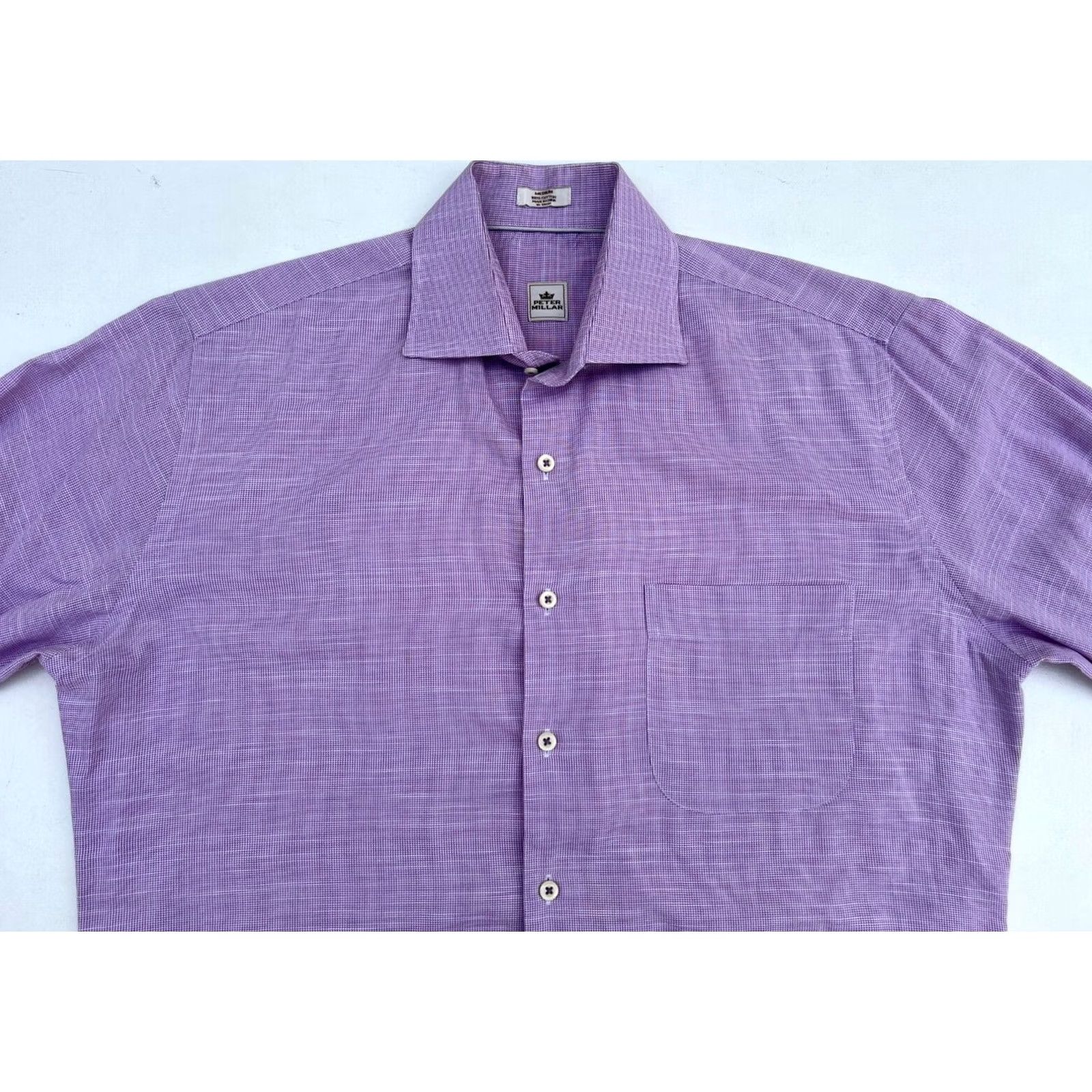 Peter Millar VINTAGE Peter Millar Button-Up Shirt Micro Check Mens Medium Purple Lilac Cotton Short Sleeve? Long Sleeve? Size US M / EU 48-50 / 2 - 3 Thumbnail