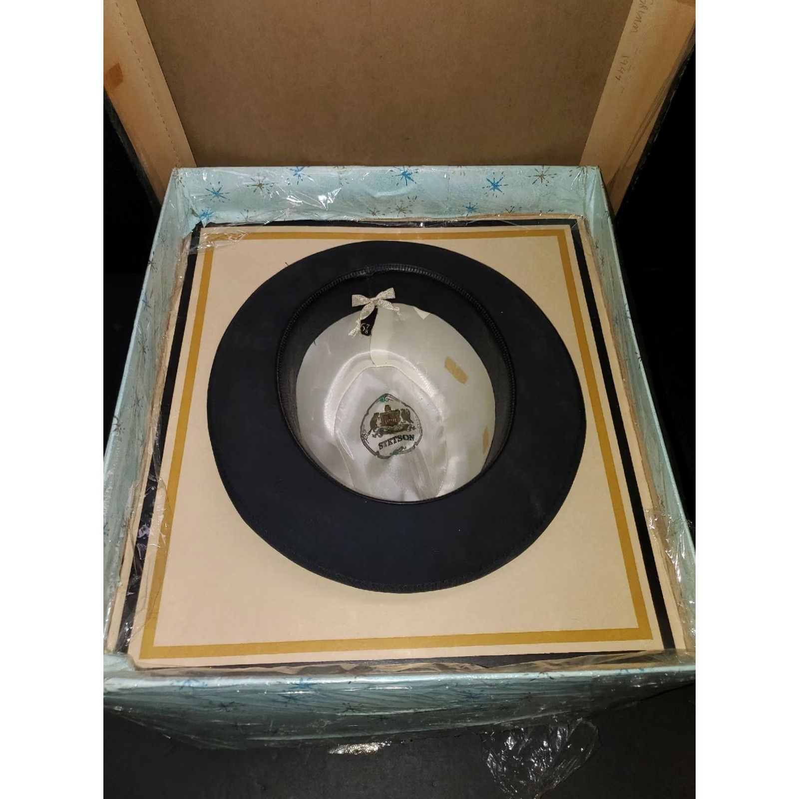 Stetson VINTAGE Royal Stetson Fedora Style Hat Sz 6 7/8 Aged Black 1950s Original Box Size ONE SIZE - 2 Thumbnail