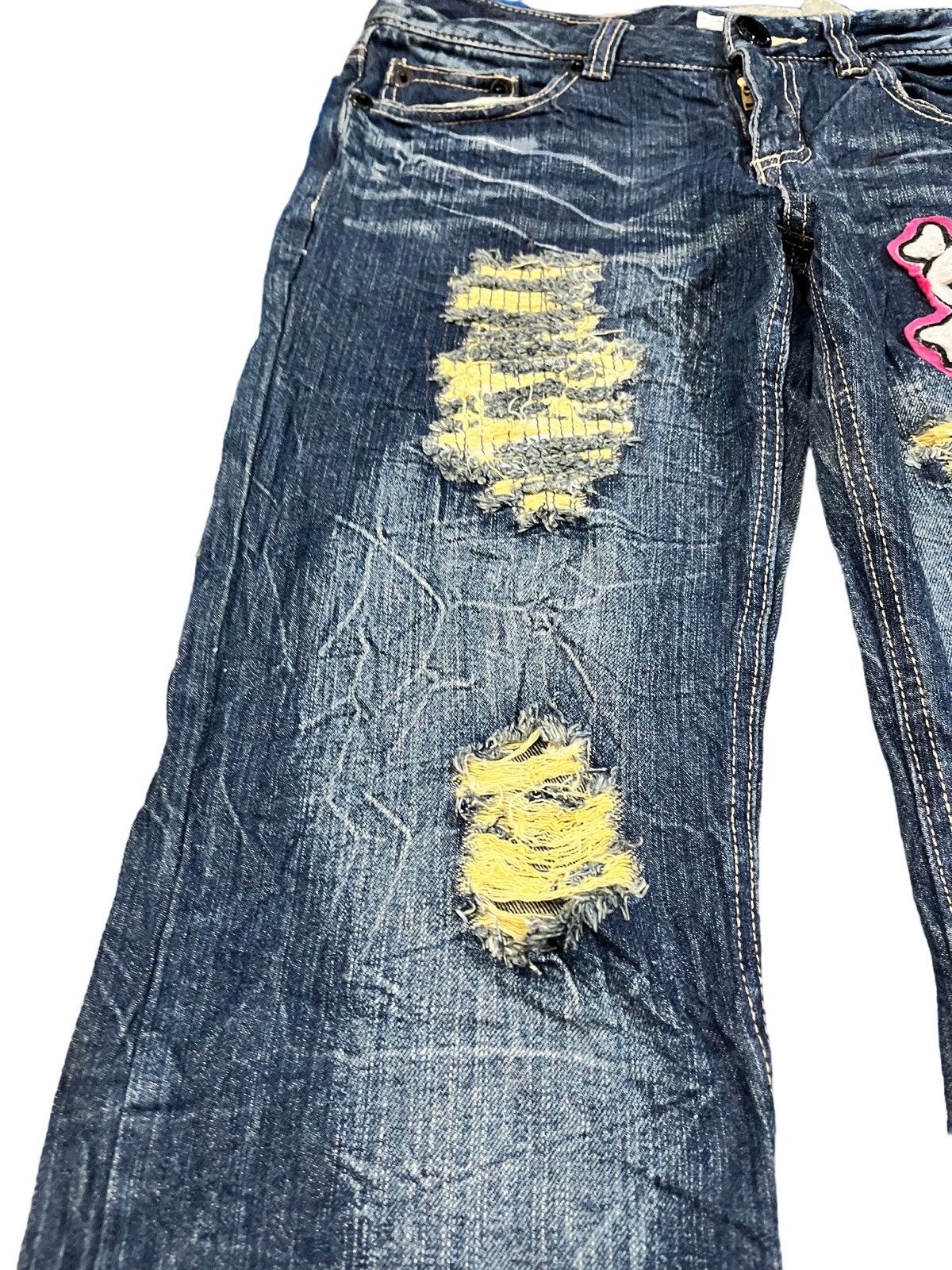 Japanese Brand × Vintage Vintage Japanese Brand Punk Embroidded Skull Denim Size US 31 - 4 Thumbnail