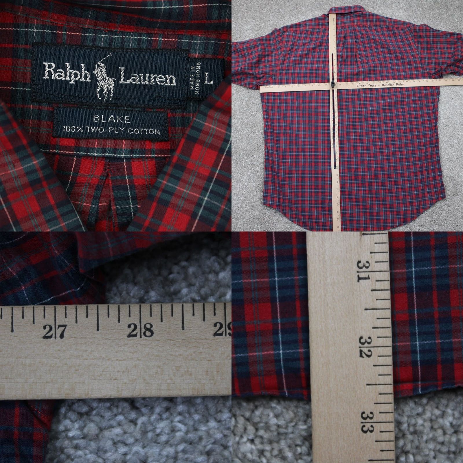 Ralph Lauren Ralph Lauren Shirt Men Large Red/Blue 2 Ply Cotton Long Sleeve Button Down Plaid Size US L / EU 52-54 / 3 - 8 Thumbnail