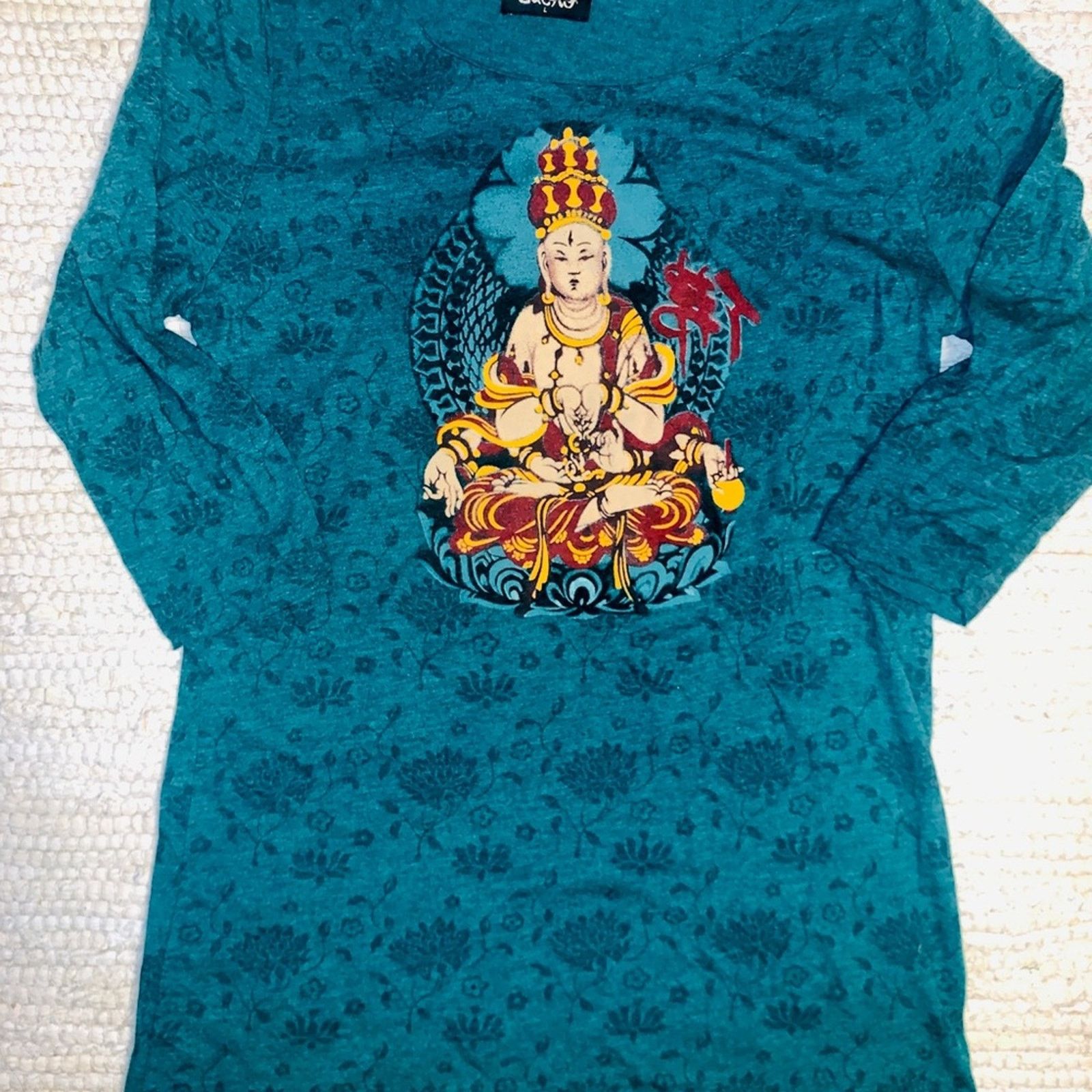 Lucky Brand LUCKY BRAND BUDDHA 3/4 SLEEVE YOGA TEE BOHO HIPPIE Size ONE SIZE - 3 Thumbnail