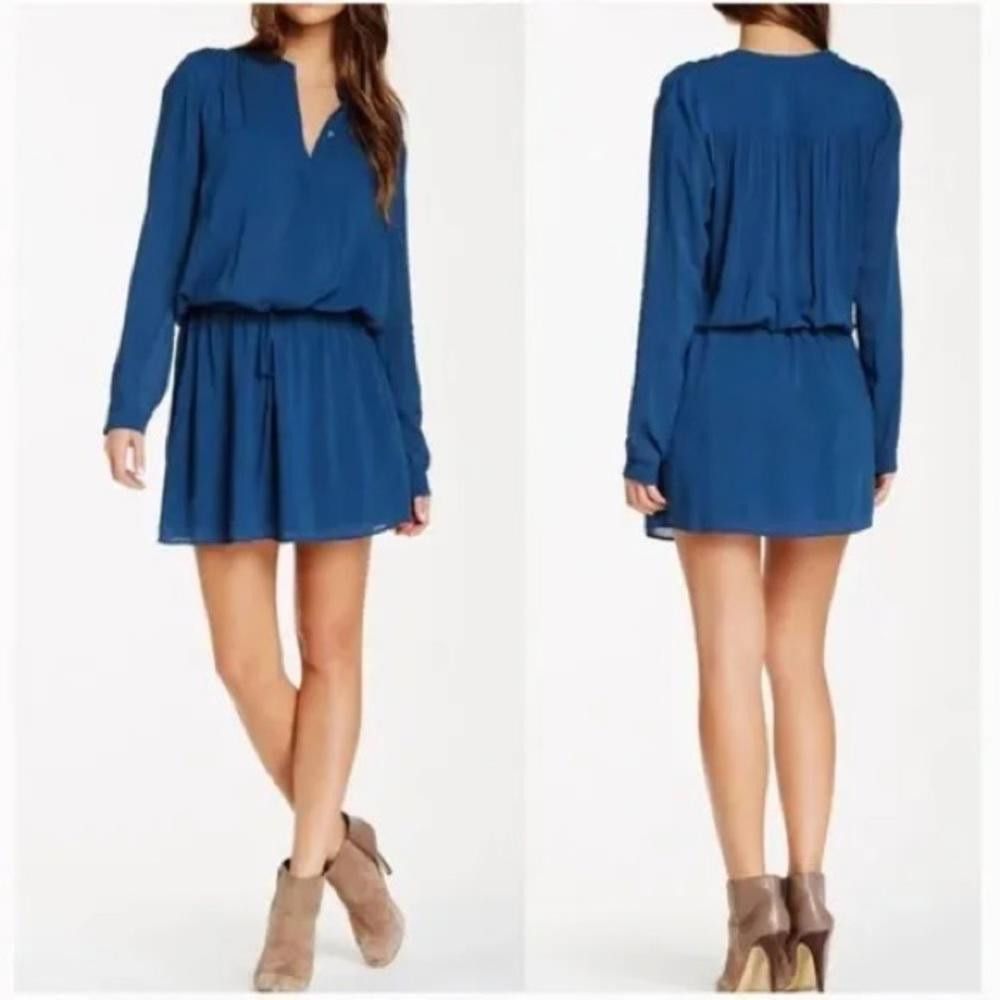 Vince Vince. I Shirred Long Sleeve Sheer Dress Blue XS Size XS / US 0-2 / IT 36-38 - 1 Thumbnail