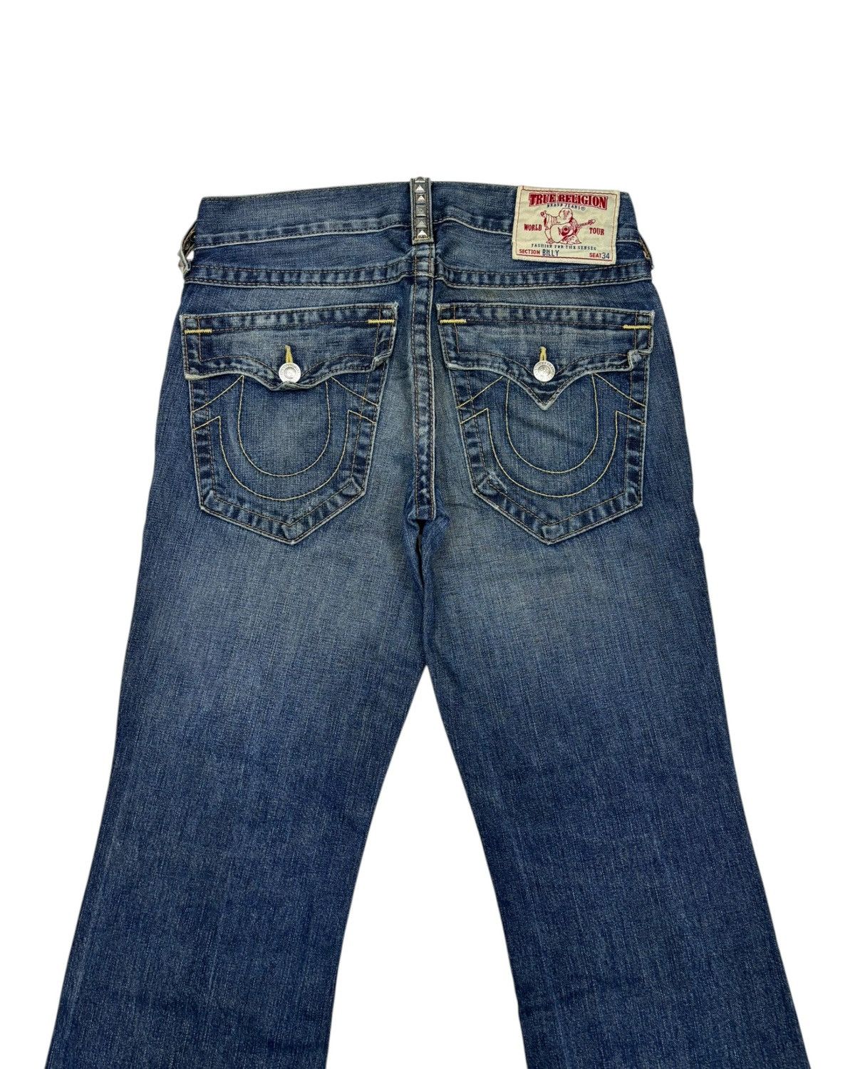 True Religion TRUE RELIGION METAL STUDDED FLARE JEANS BOOTCUT BILLY Size 31" - 9 Thumbnail