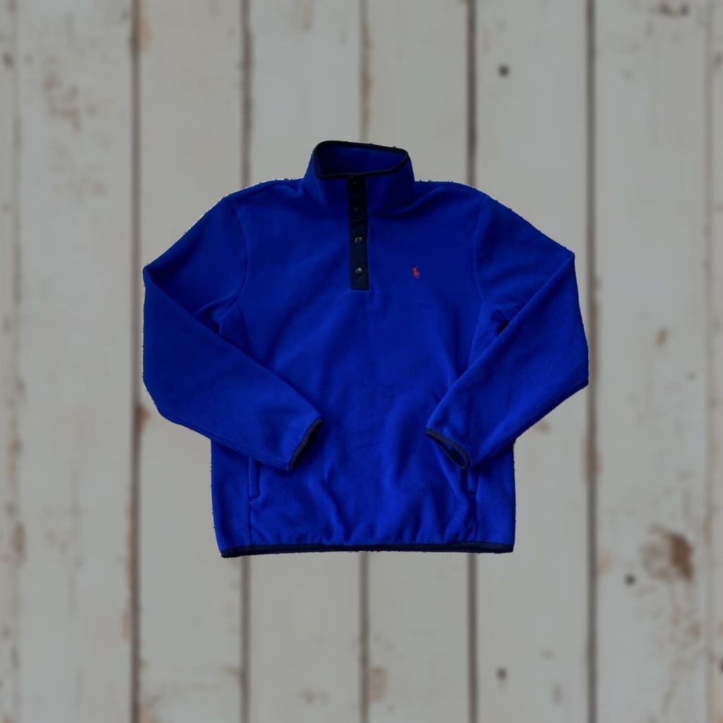 Polo Ralph Lauren VINTAGE Polo Ralph Lauren Blue Fleece Pullover Snap Neck Logo Jacket Mens S Size US S / EU 44-46 / 1 - 1 Thumbnail