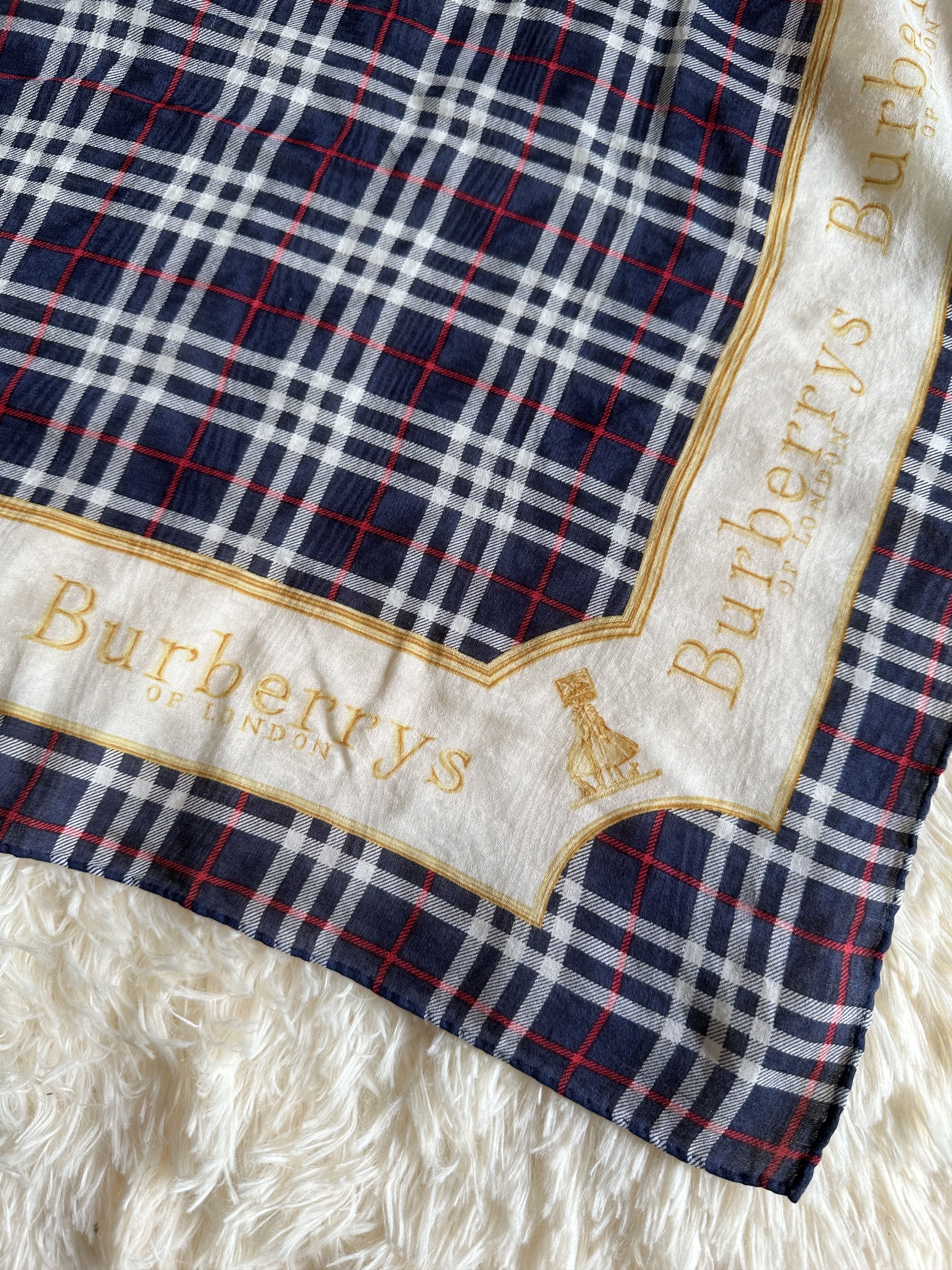 Burberry Vintage Lot Of 2 Handkerchief Burberry Scarf Sil Size ONE SIZE - 10 Thumbnail