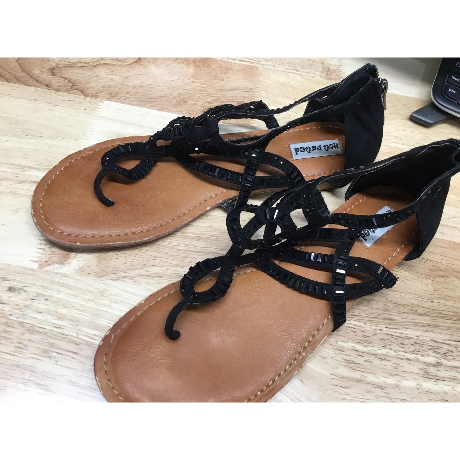 The Unbranded Brand Not Rated Women's 9 Black Slip-On Zipper Thong Dress Sandals Size US 9 / IT 39 - 4 Thumbnail