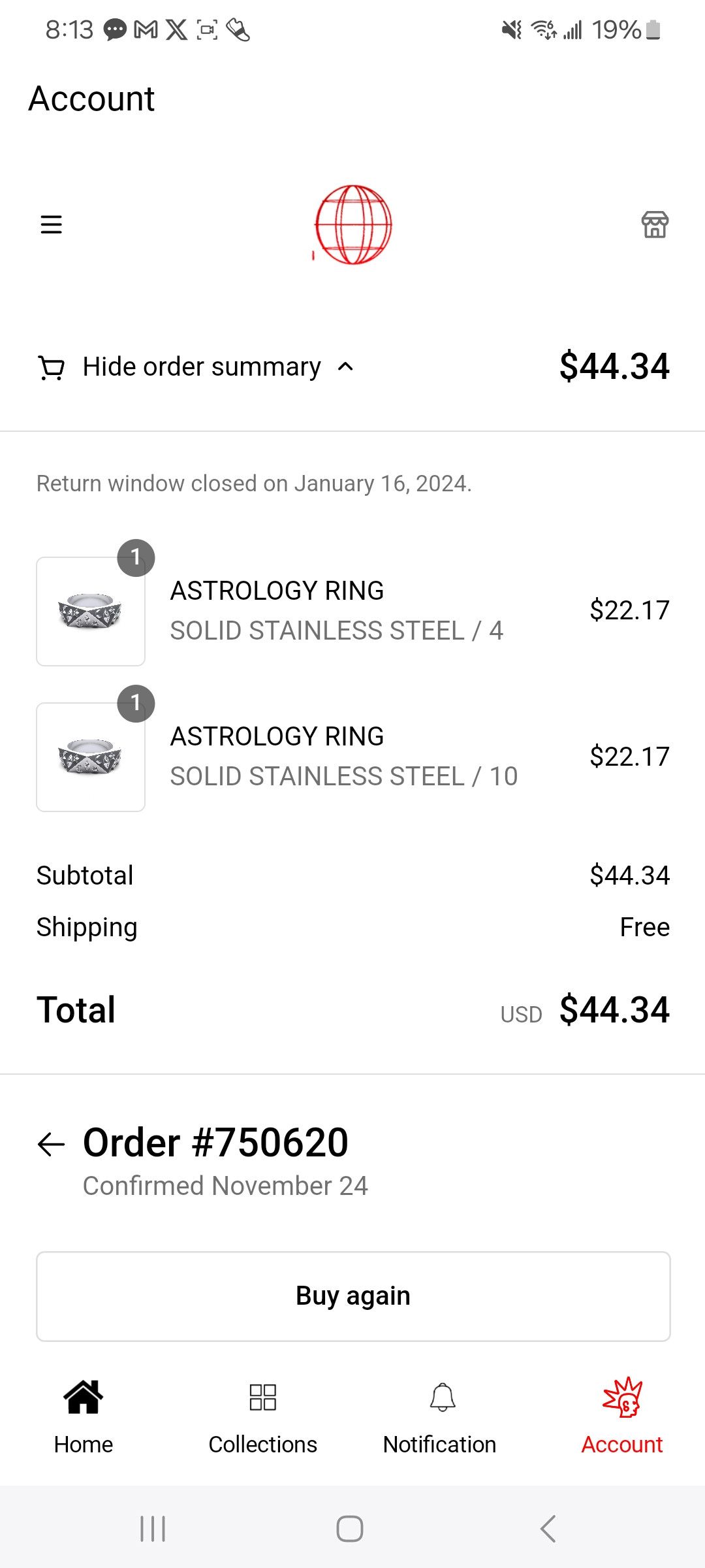 Other SIZE 4 ASTROLOGY RING Size ONE SIZE - 2 Thumbnail
