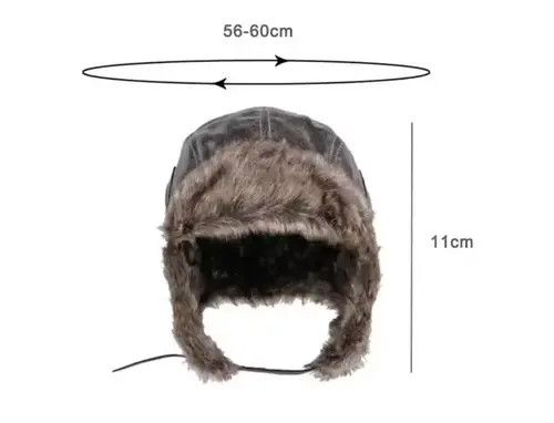 Other Russian Style Black Faux Leather Fur Winter Hat Size ONE SIZE - 2 Thumbnail