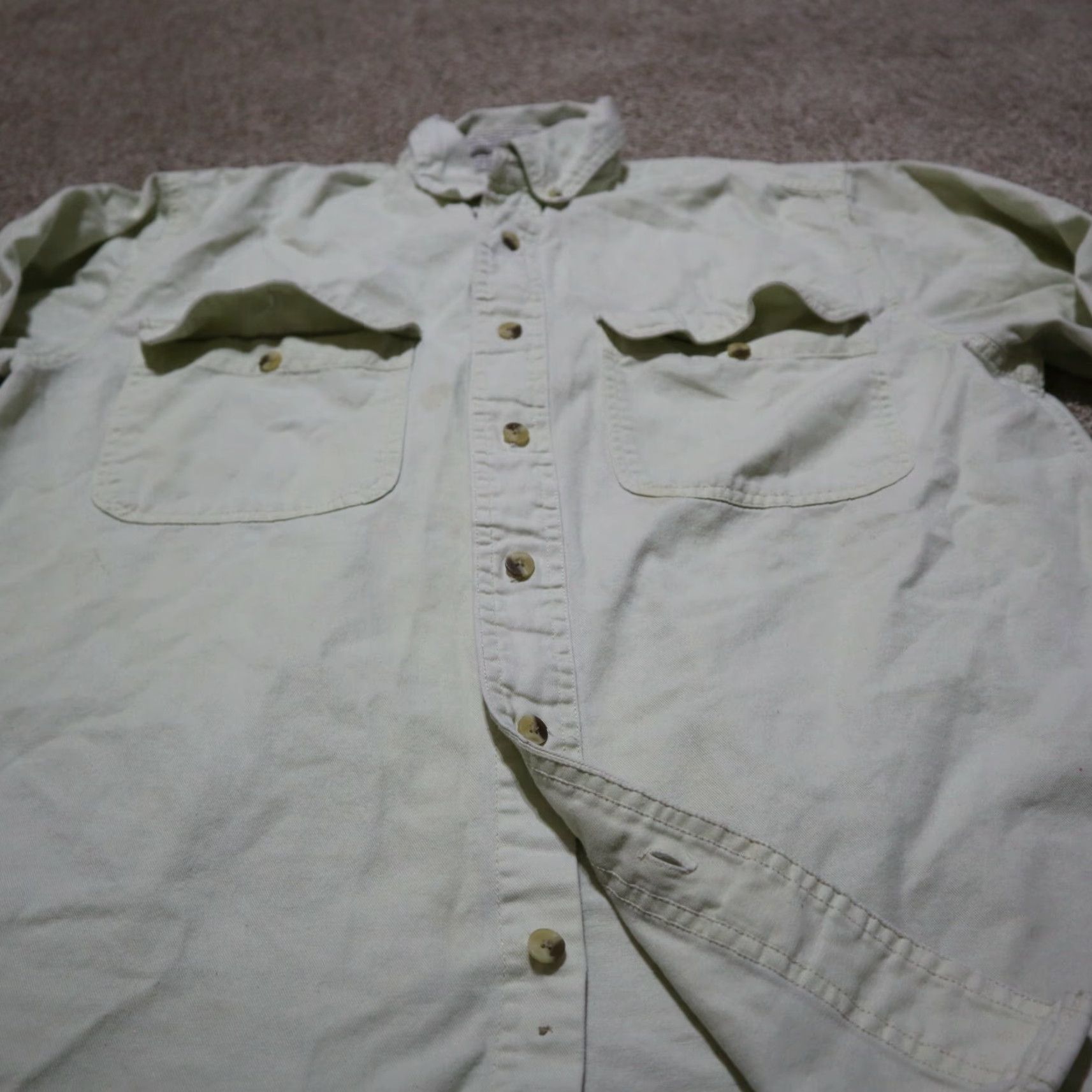 Vintage VINTAGE Outersport Shirt Men M 100% Cotton Yellow Button-Up 100% Cotton Den nim Vintage 90s? (avoid extra not in title) Size US M / EU 48-50 / 2 - 2 Thumbnail